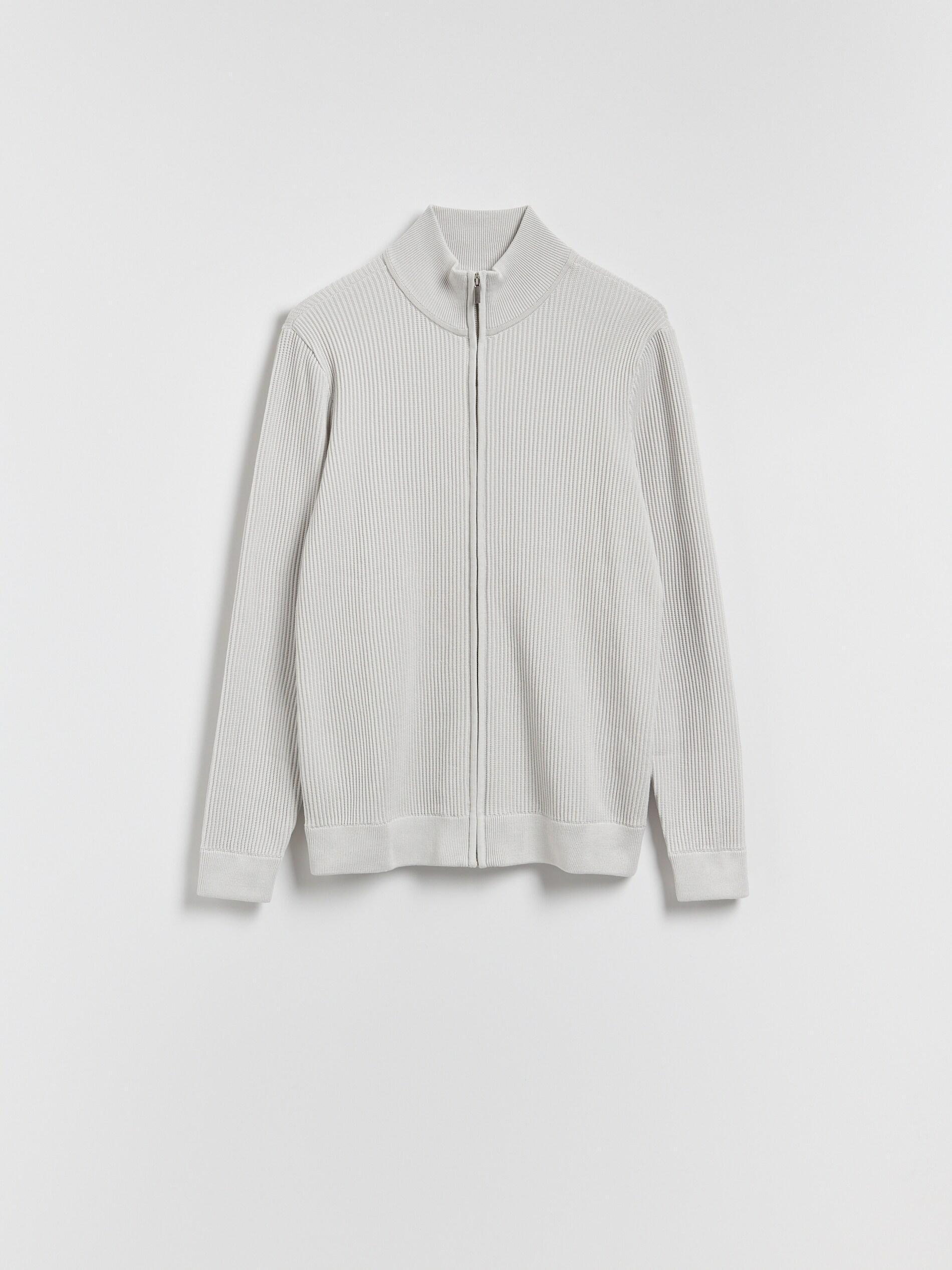 Grey Zip Up Jumper With Stand Up Collar, Light grey, large image number 4