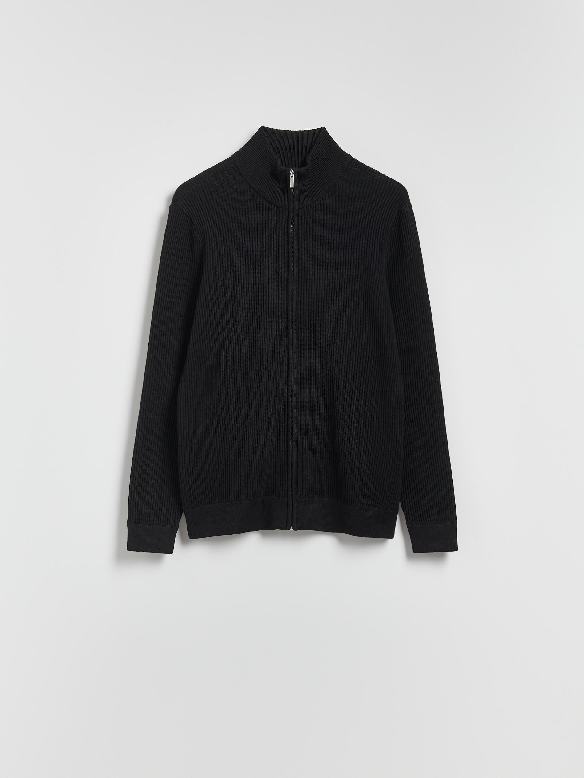 Black Zip Up Jumper With Stand Up Collar, Black, large image number 4