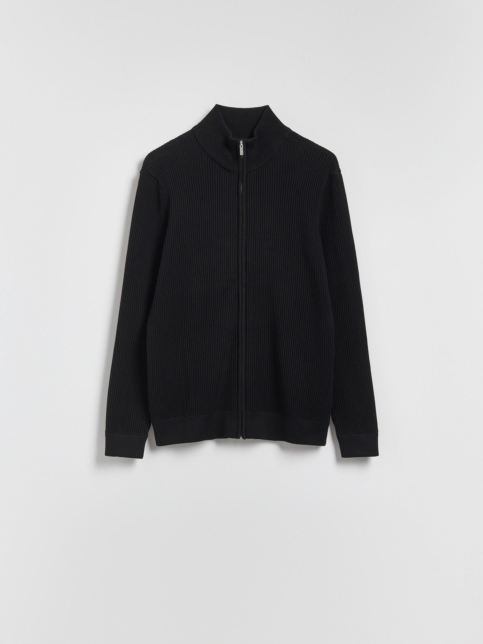 Black Zip Up Jumper With Stand Up Collar, Black, large image number 5