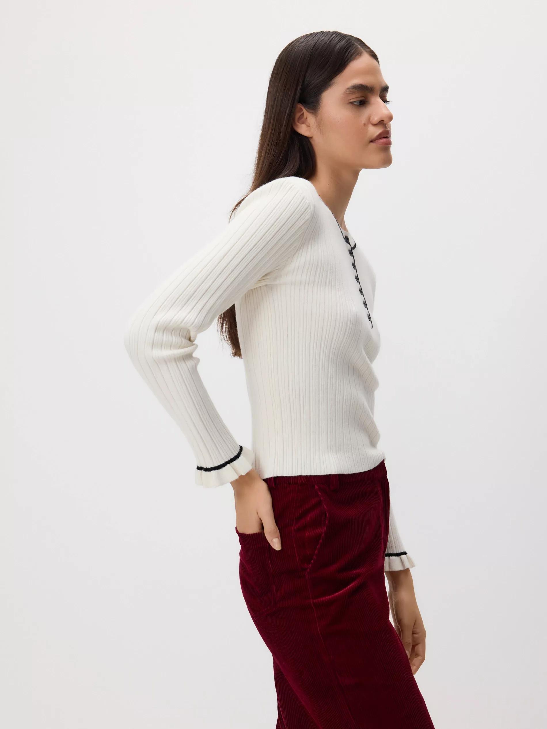 CREAM Rib knit jumper, Ivory, large image number 1
