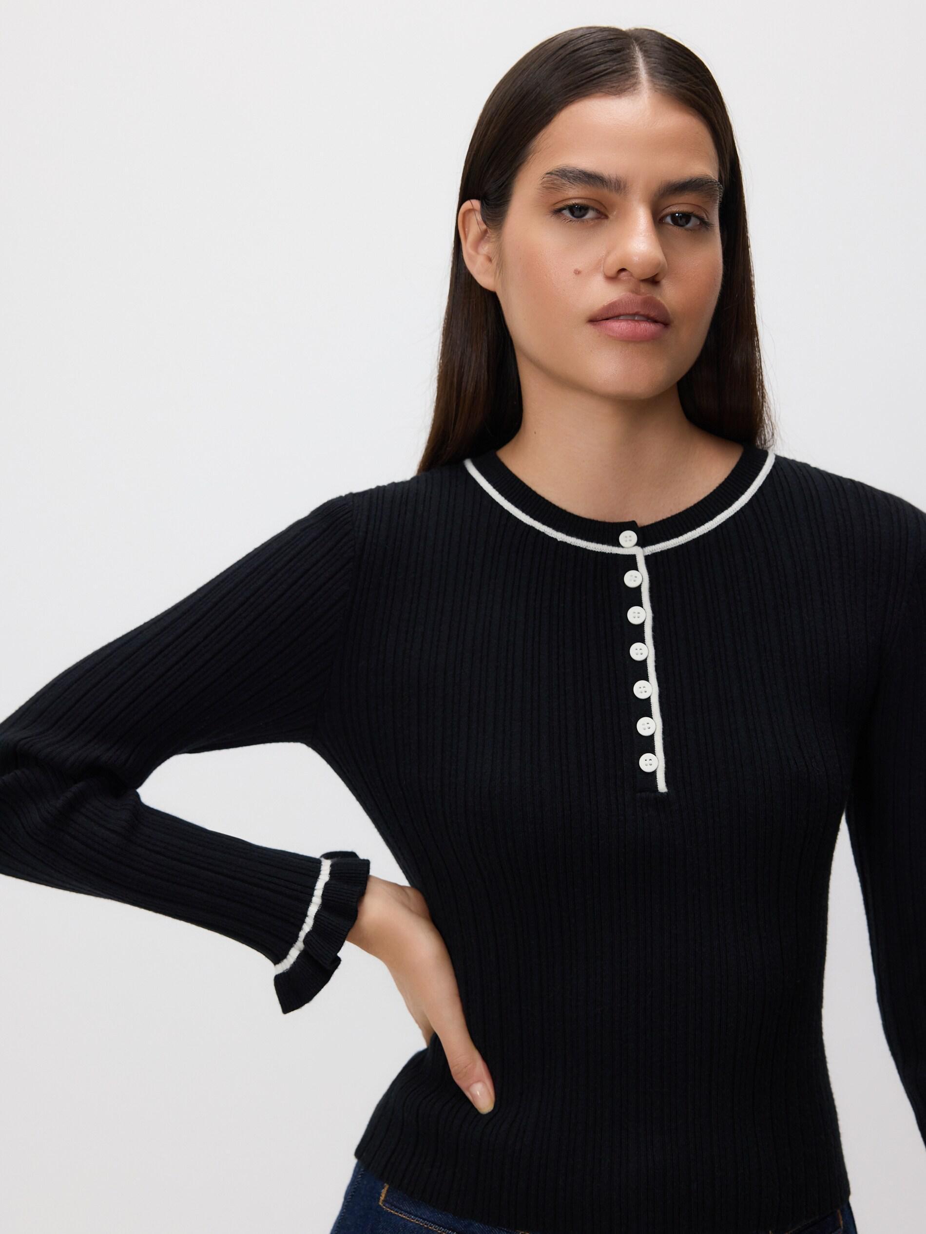 BLACK Rib knit jumper, Black, large image number 0