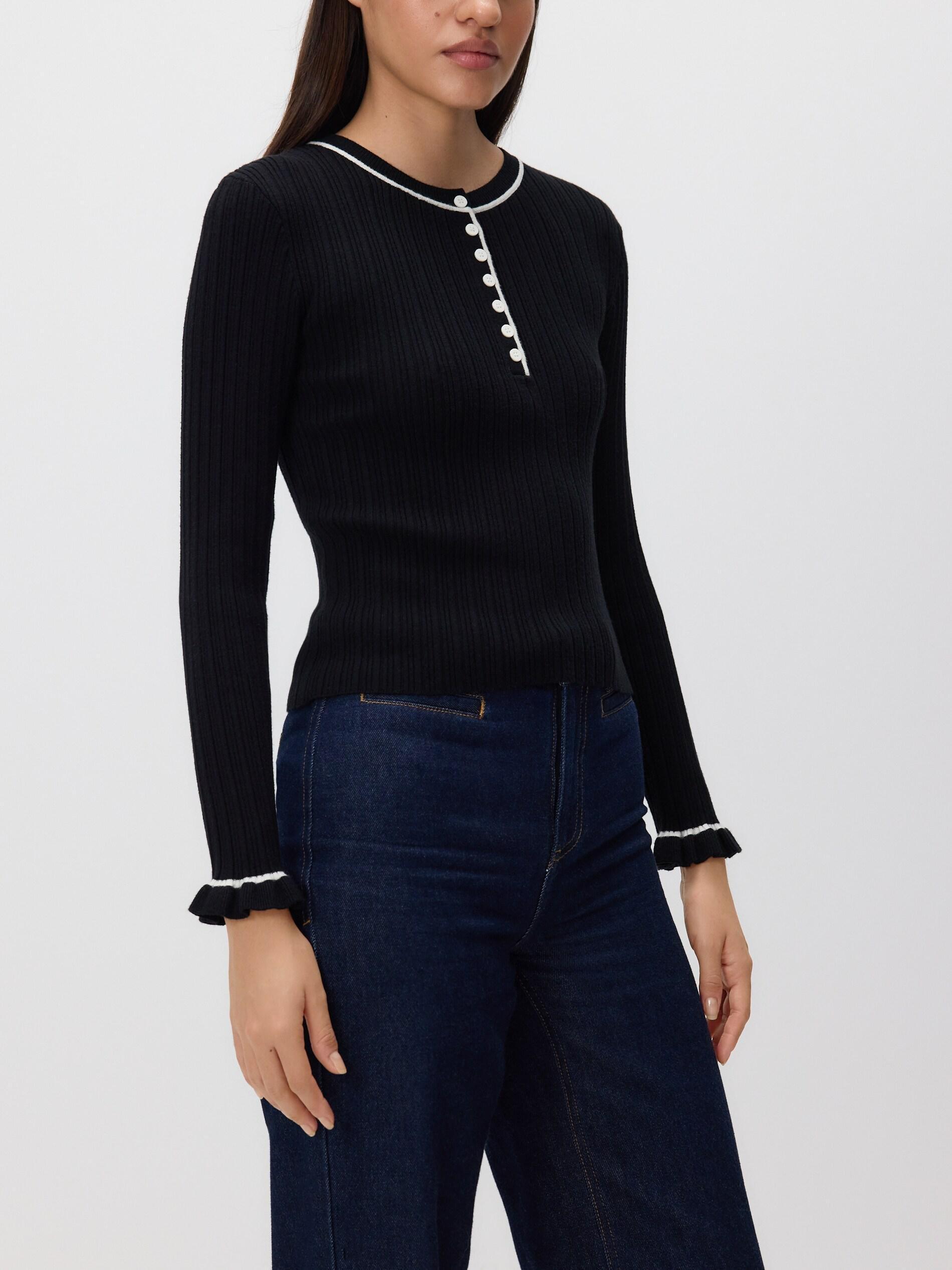BLACK Rib knit jumper, Black, large image number 2