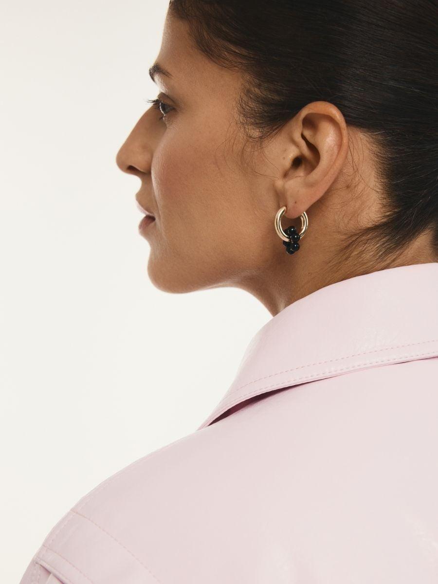 Black Earrings Set With Pendants, Black, large image number 0