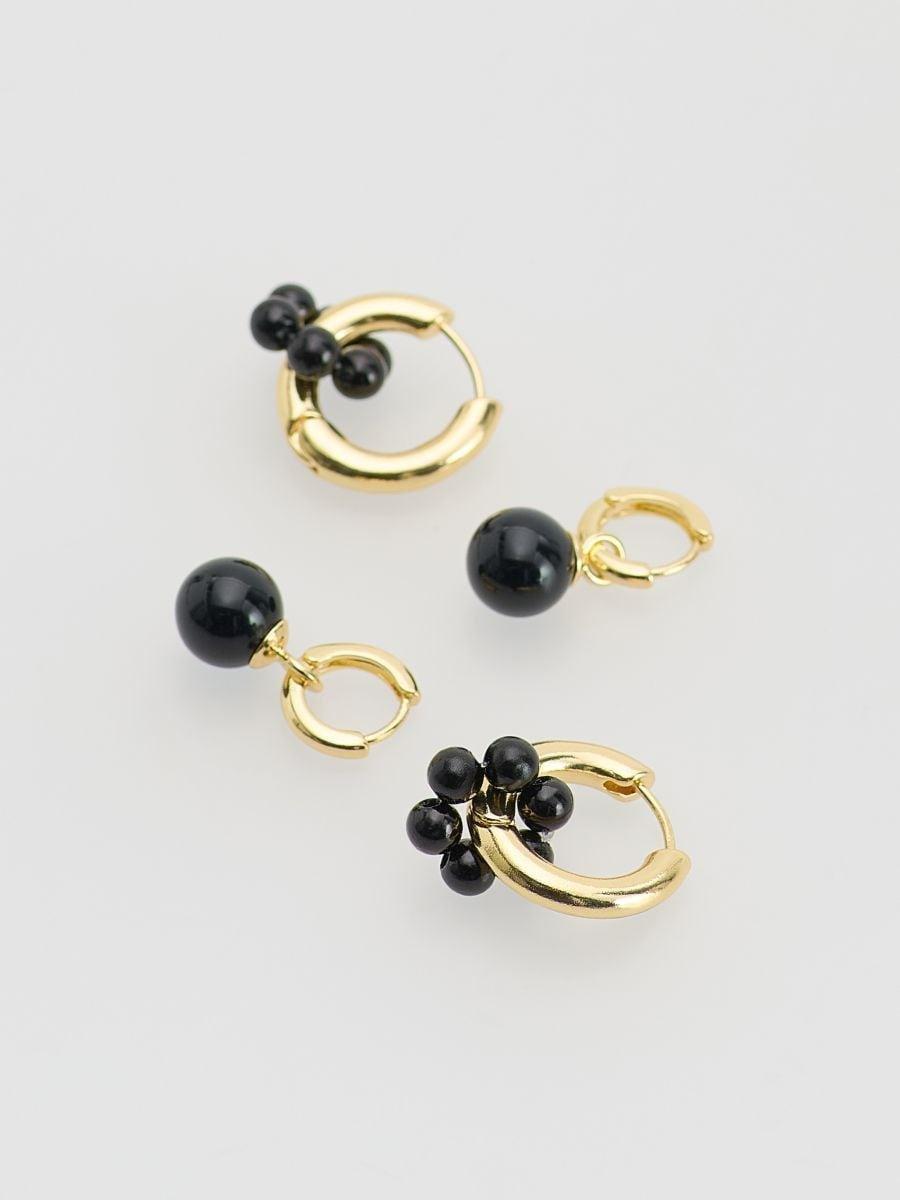 Black Earrings Set With Pendants, Black, large image number 2