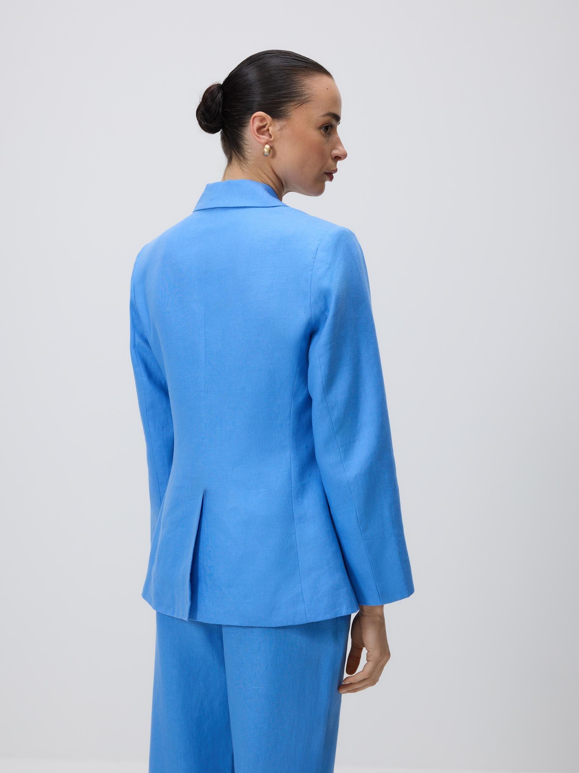 Blue Linen Blazer, Blue, large image number 3