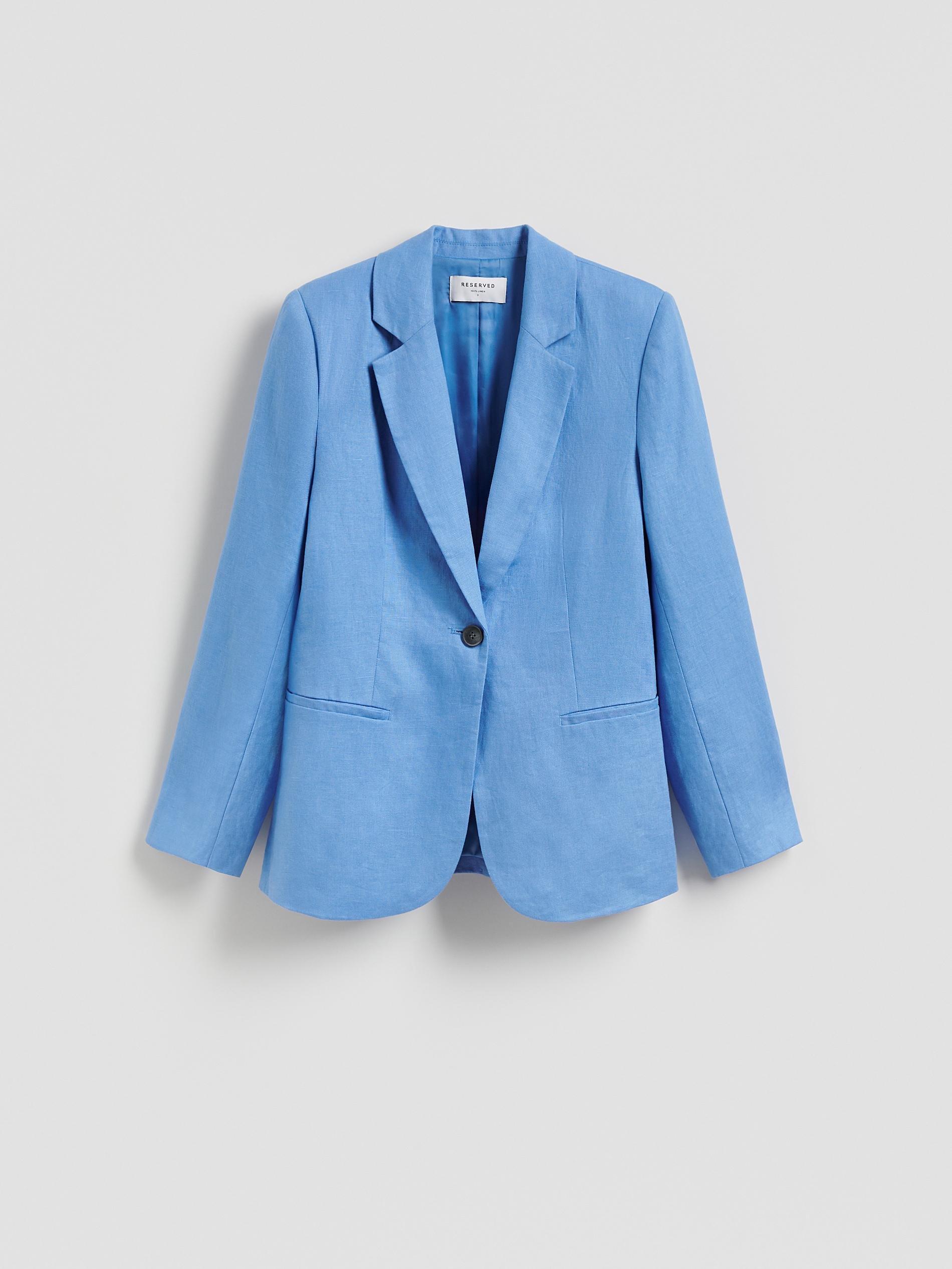 Blue Linen Blazer, Blue, large image number 4