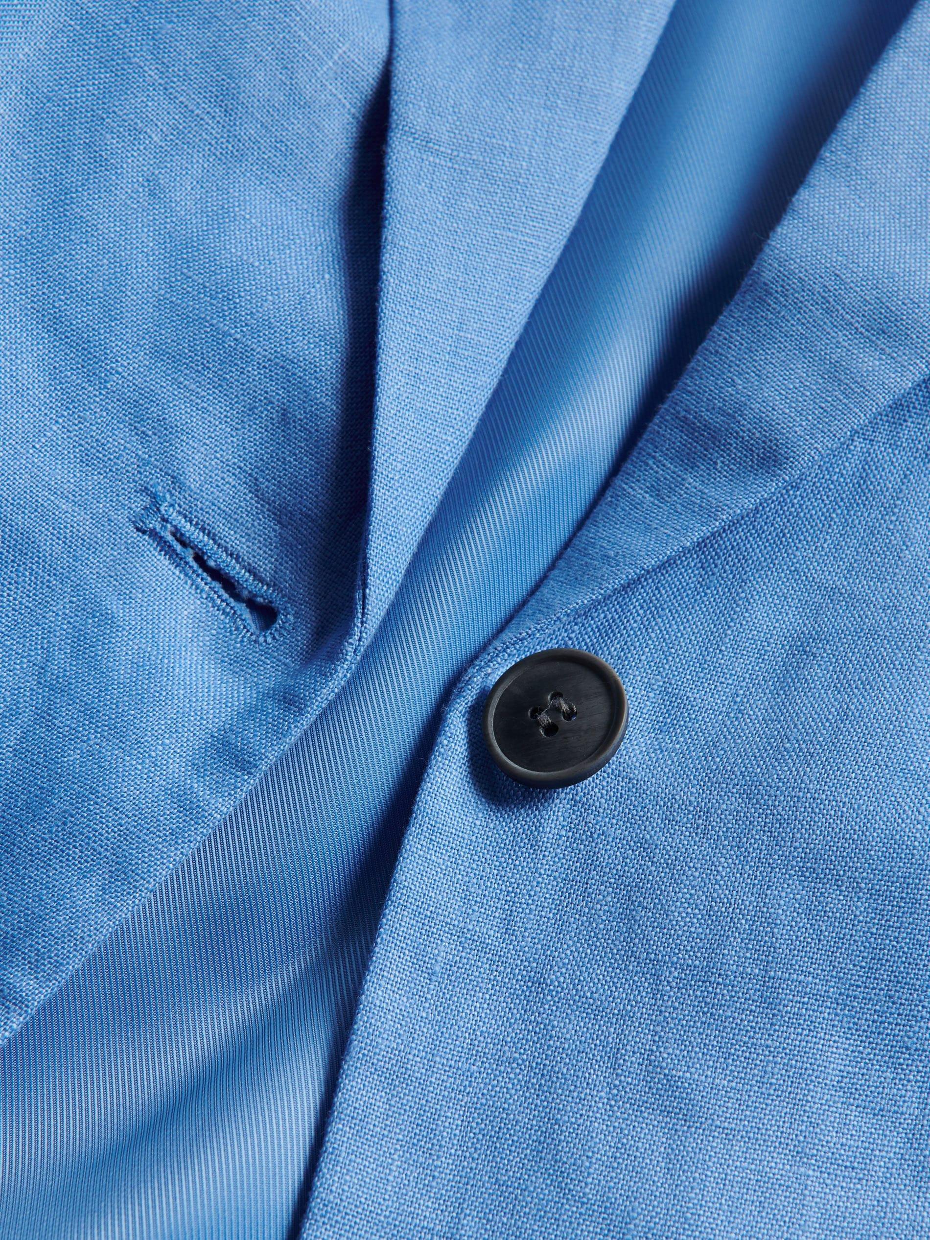 Blue Linen Blazer, Blue, large image number 5