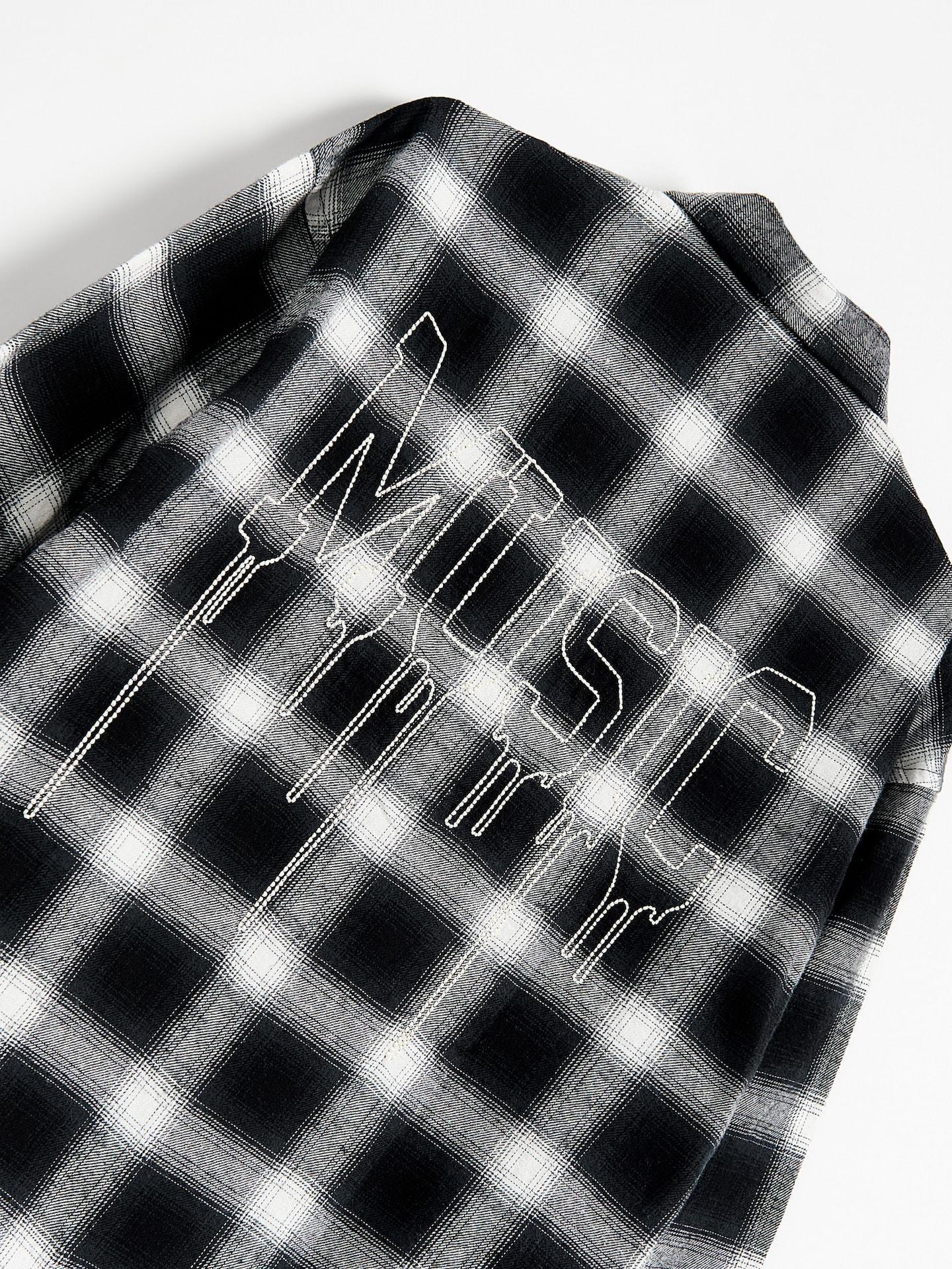 Black Check Cotton Shirt, Black, medium