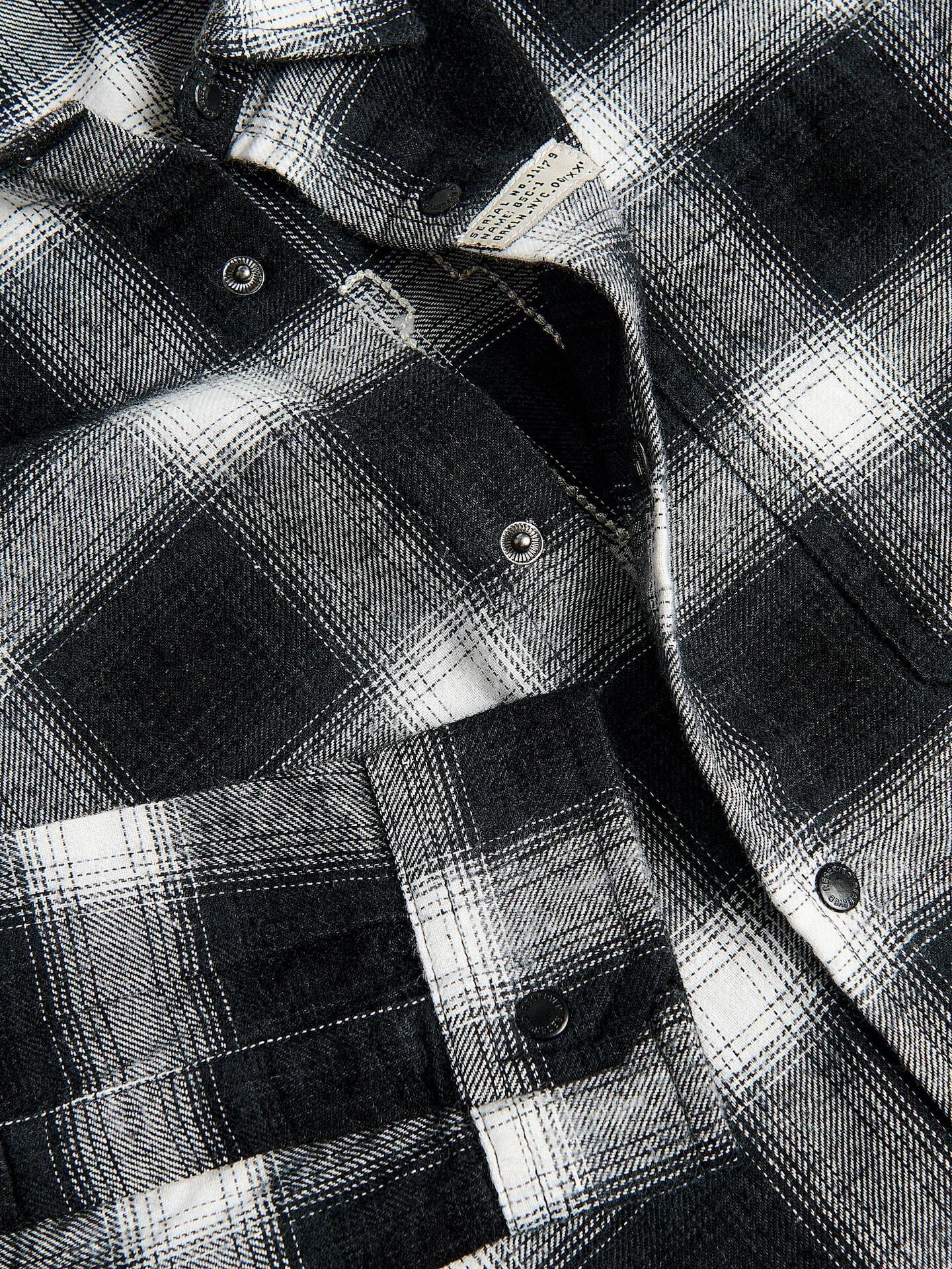 Black Check Cotton Shirt, Black, medium