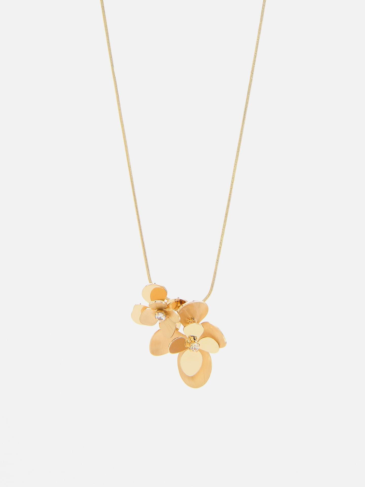 Gold Beaded Necklace, Golden, medium