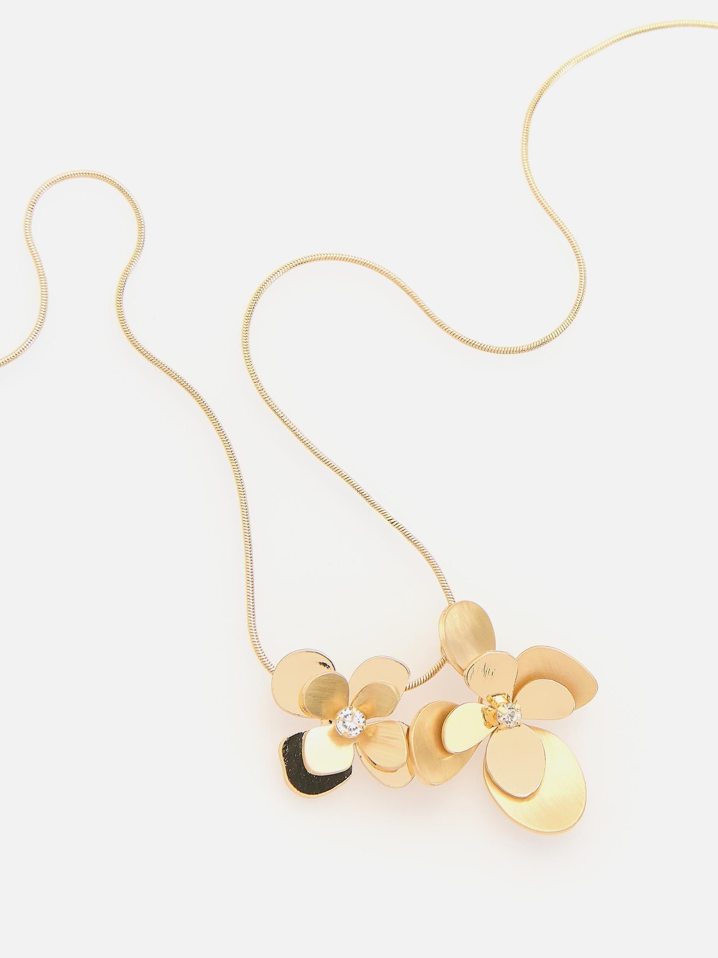 Gold Beaded Necklace, Golden, medium