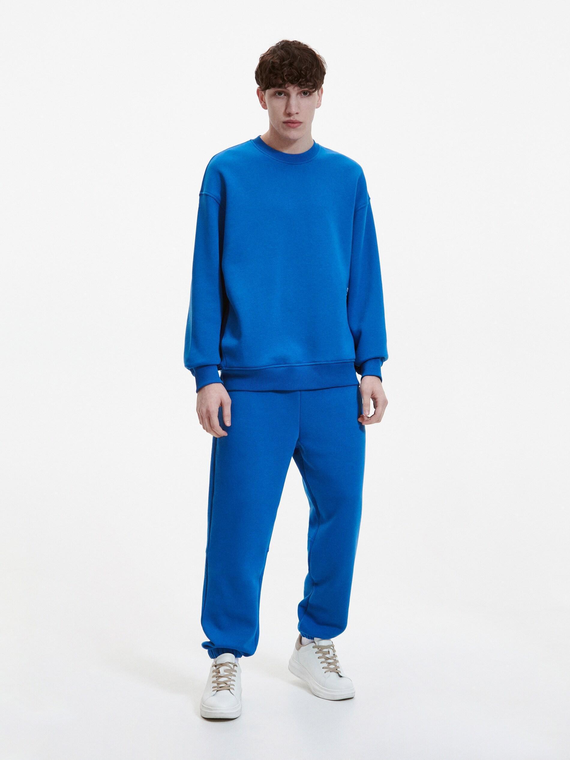 Blue Minimalist Print Sweatshirt, , large image number 0