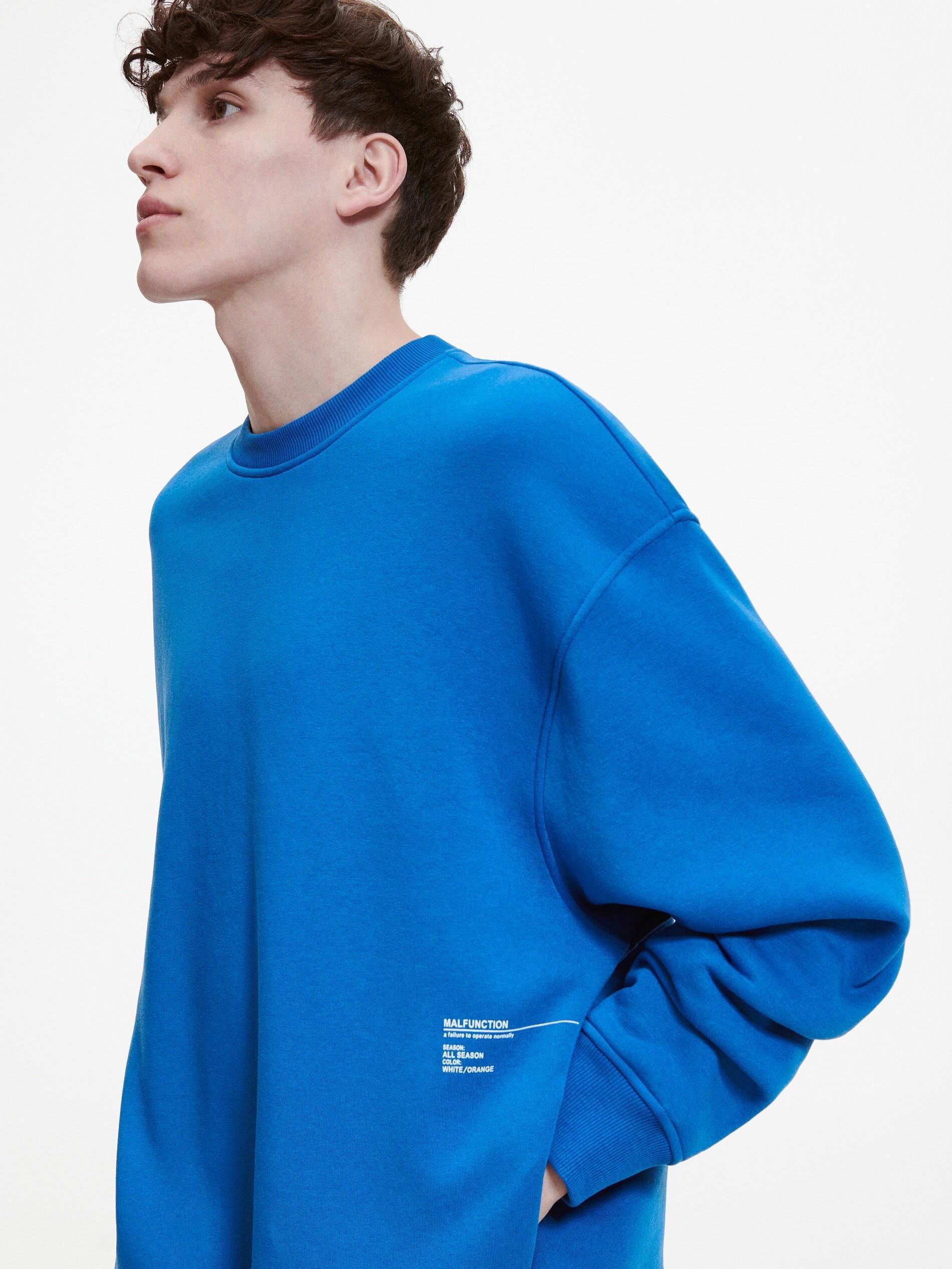 Blue Minimalist Print Sweatshirt, , large image number 4
