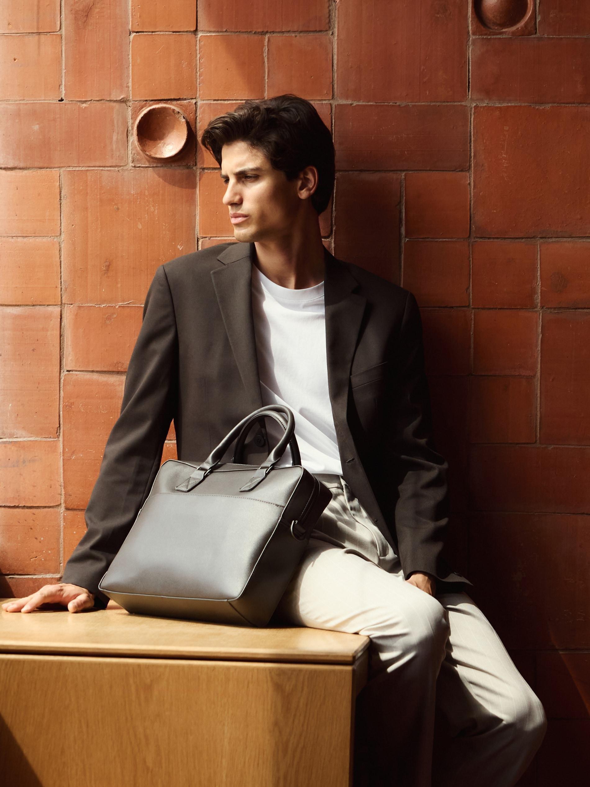 Brown Briefcase Shoulder Bag, Brown, large image number 0
