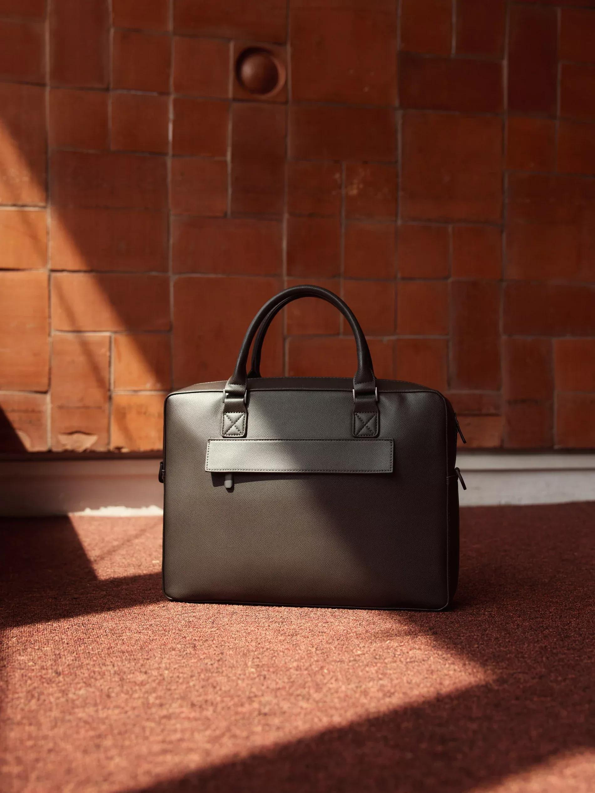 Brown Briefcase Shoulder Bag, Brown, large image number 1