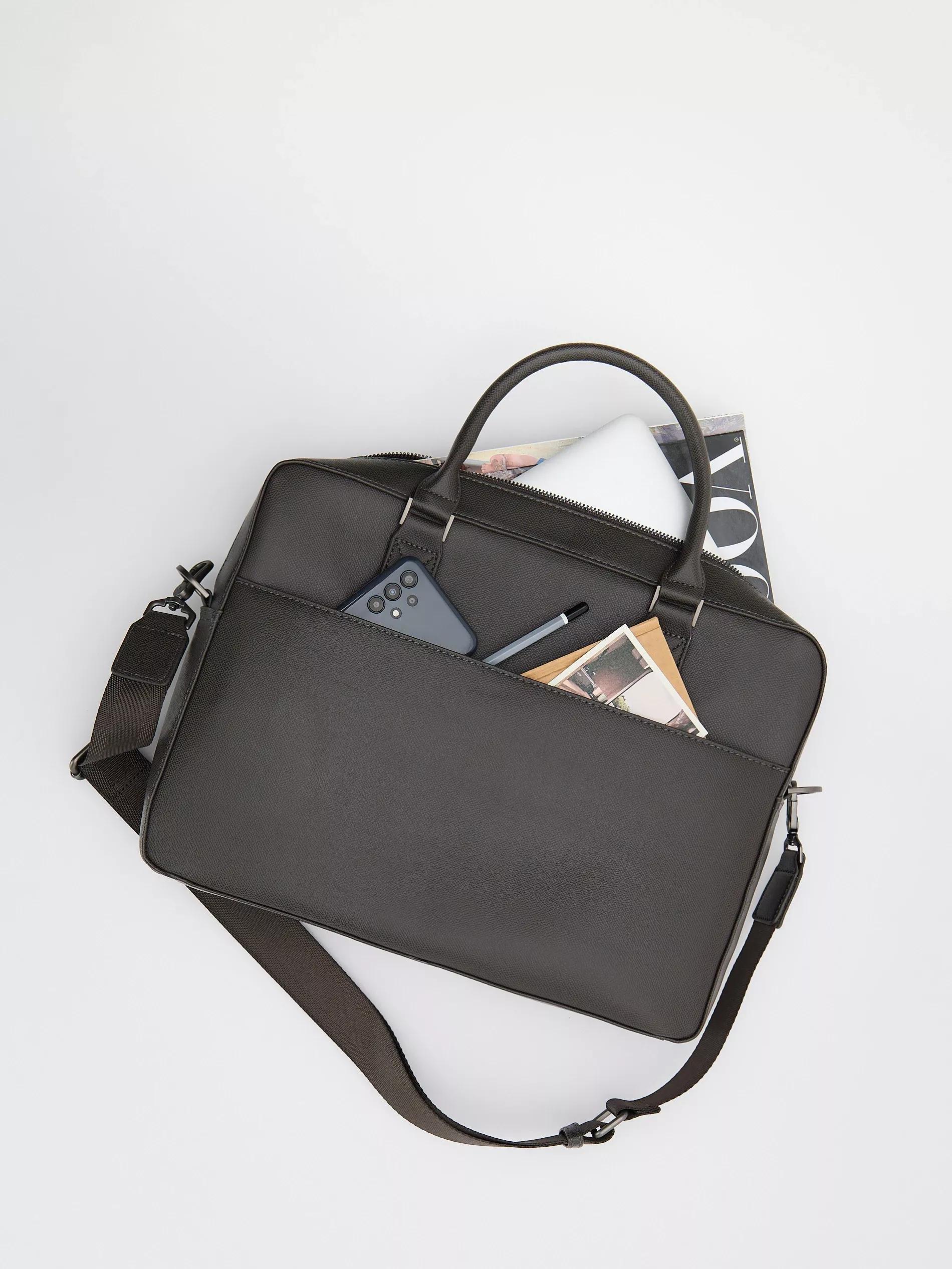 Brown Briefcase Shoulder Bag, Brown, large image number 2