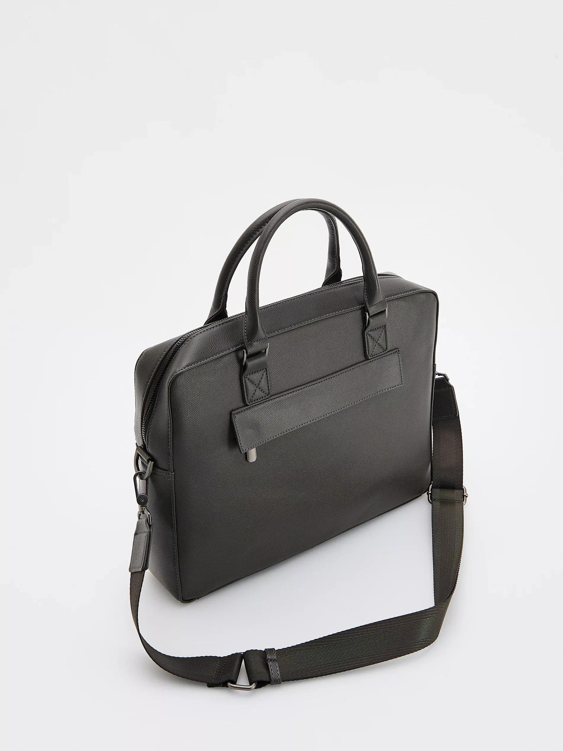 Brown Briefcase Shoulder Bag, Brown, large image number 4