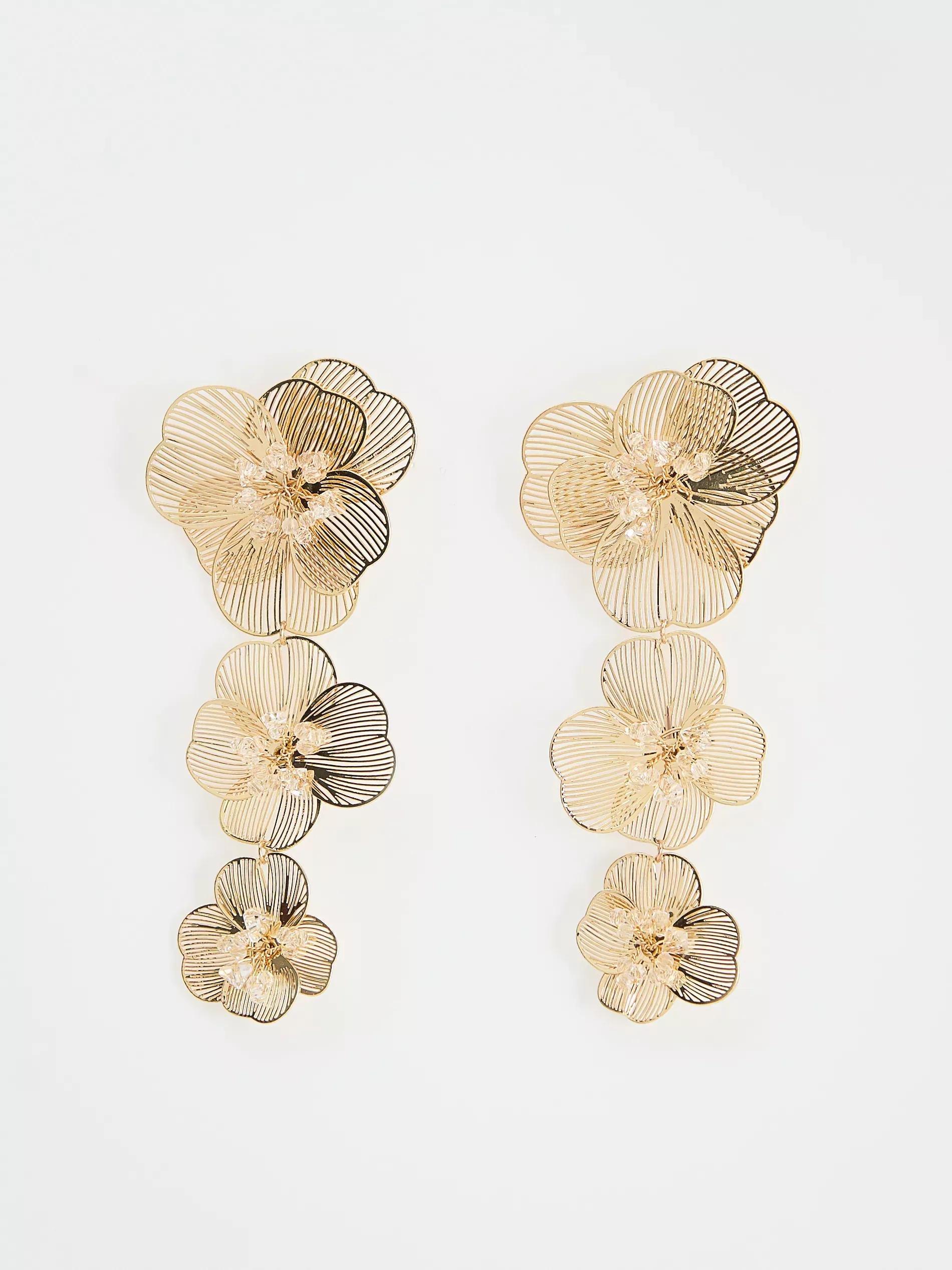 Golden Dangle Earrings, Golden, large image number 0