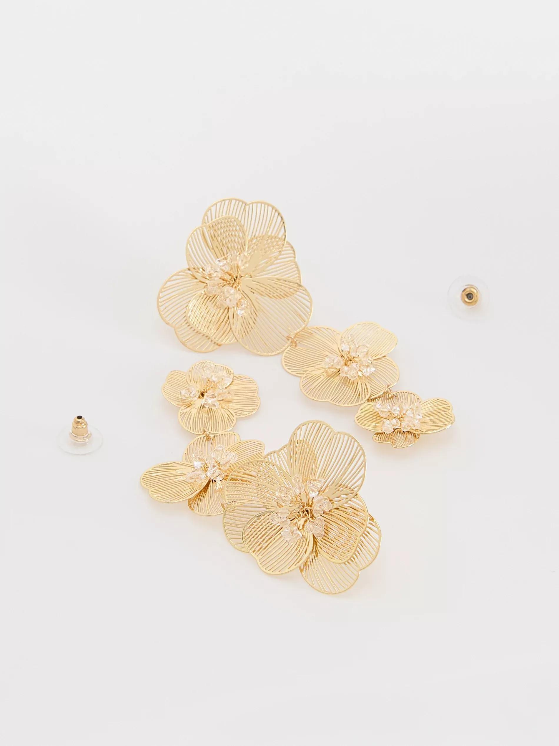 Golden Dangle Earrings, Golden, large image number 1