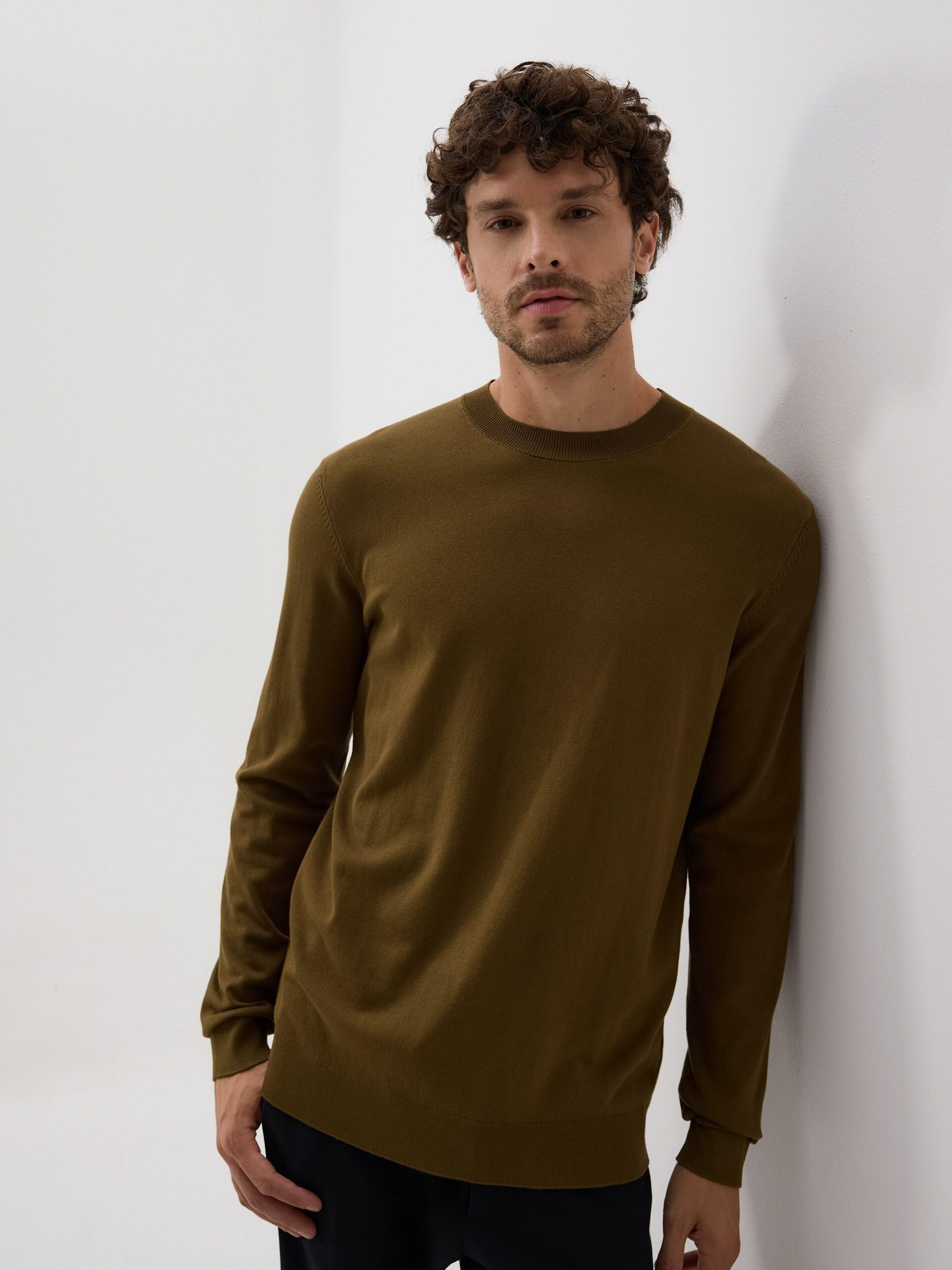 Green Viscose Rich Jumper, Khaki, large image number 0