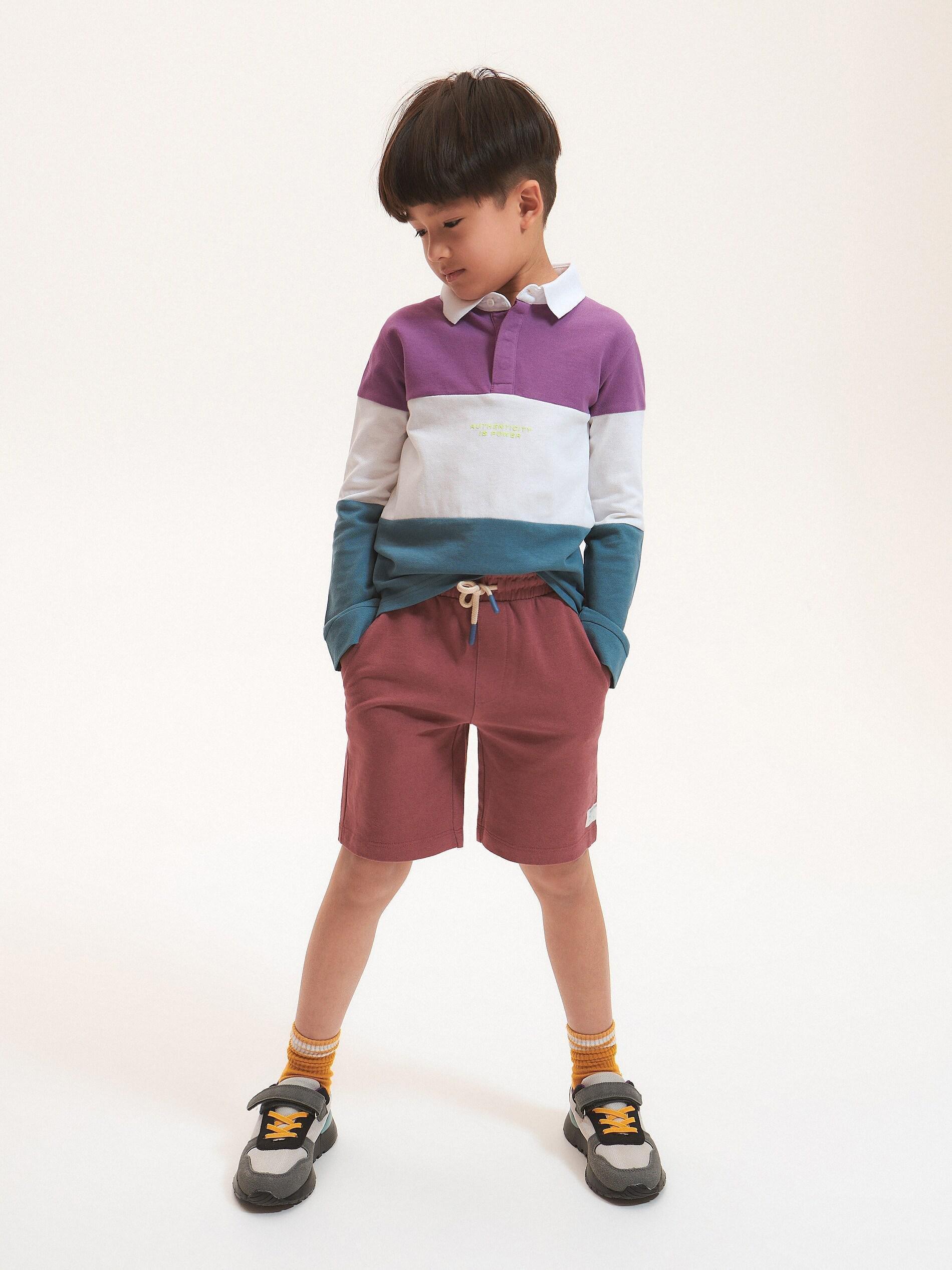 Mauve Cotton Shorts With Pockets, , large image number 0