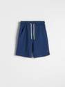 Reserved - Navy Cotton Shorts With Pockets