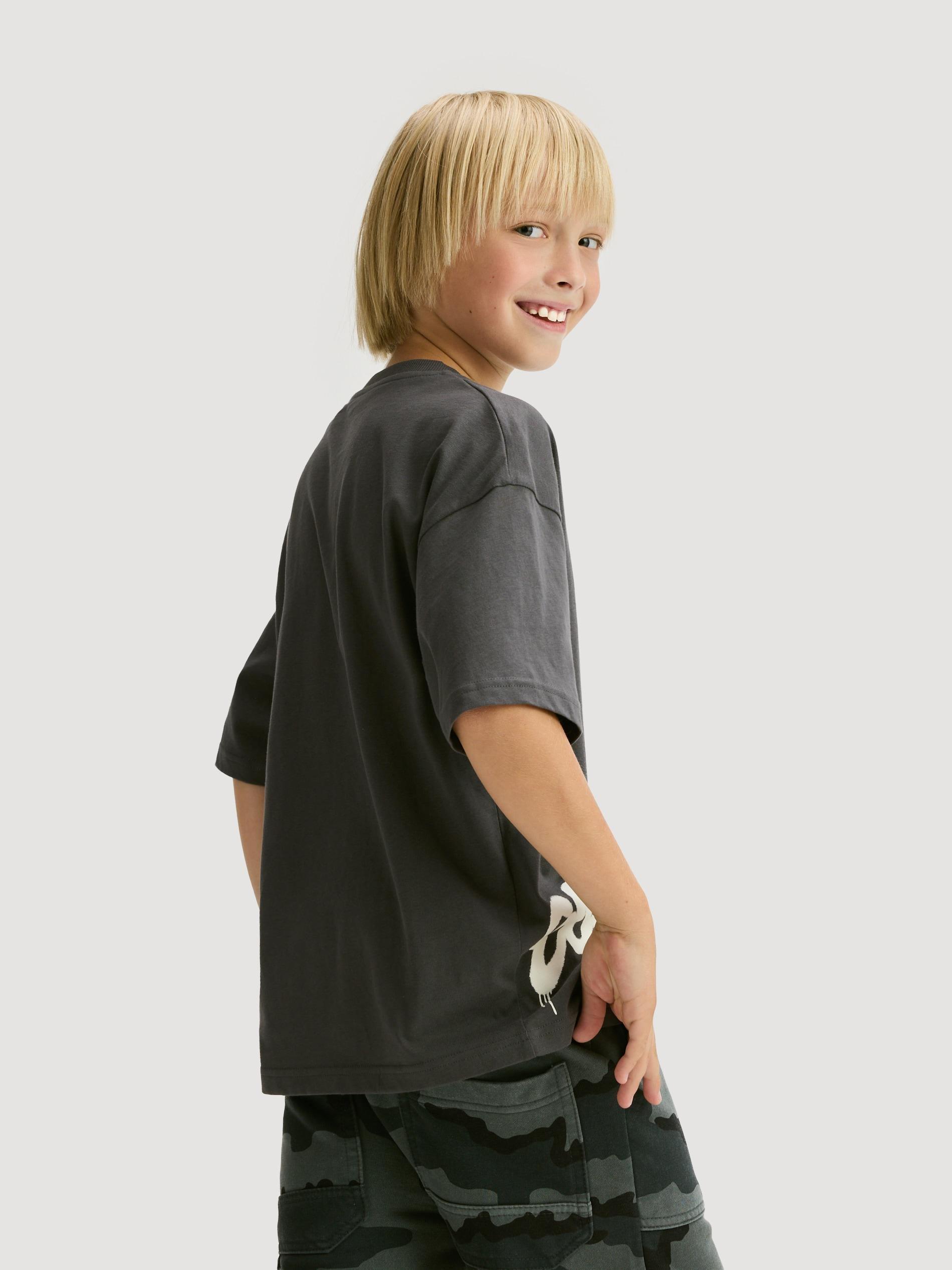 DARK GREY Oversized cotton rich T-shirt, Grey, large image number 3