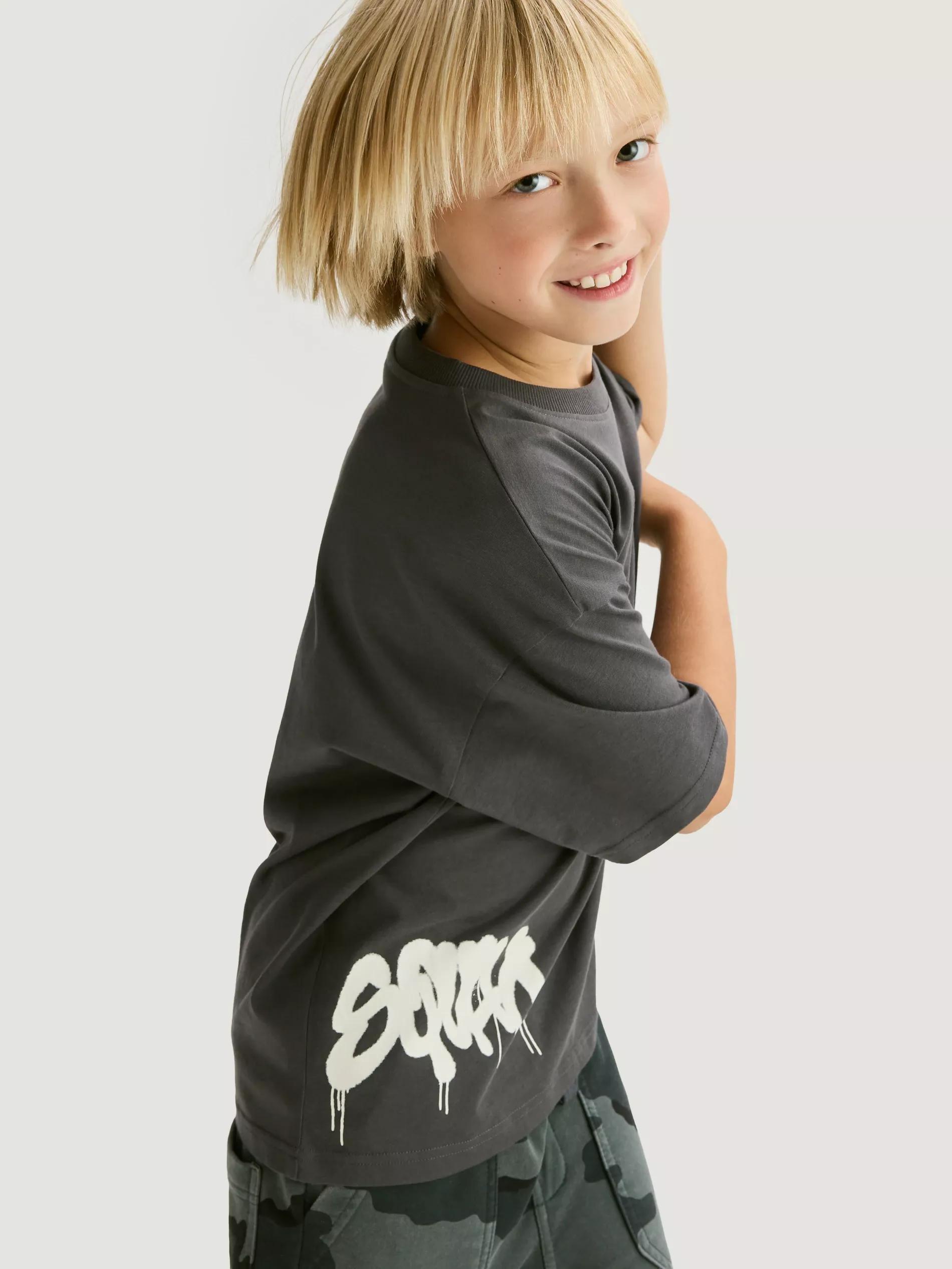 DARK GREY Oversized cotton rich T-shirt, Grey, large image number 4