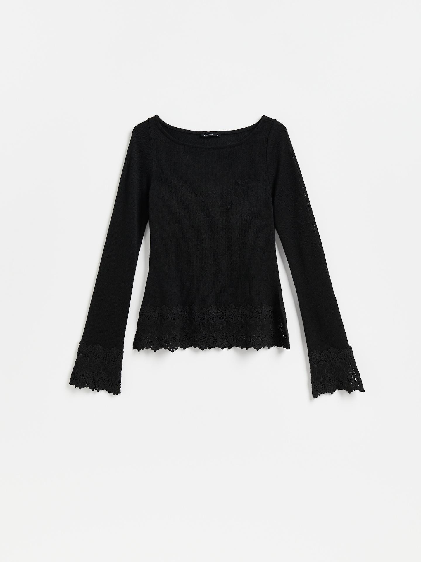 Black Lace Blouse, Black, large image number 0