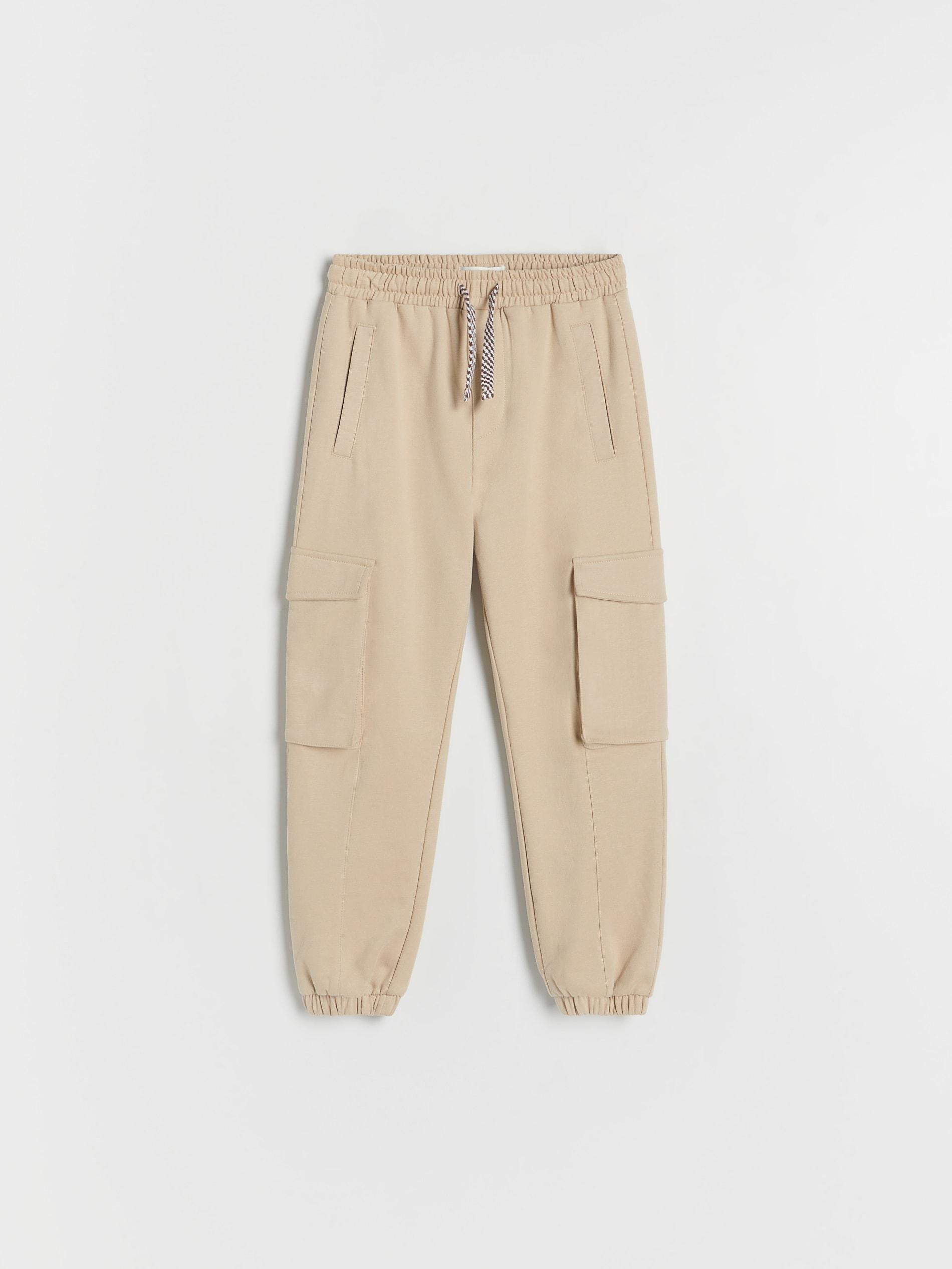 Beige Jersey Cargo Trousers, Kids Boys, , large image number 0