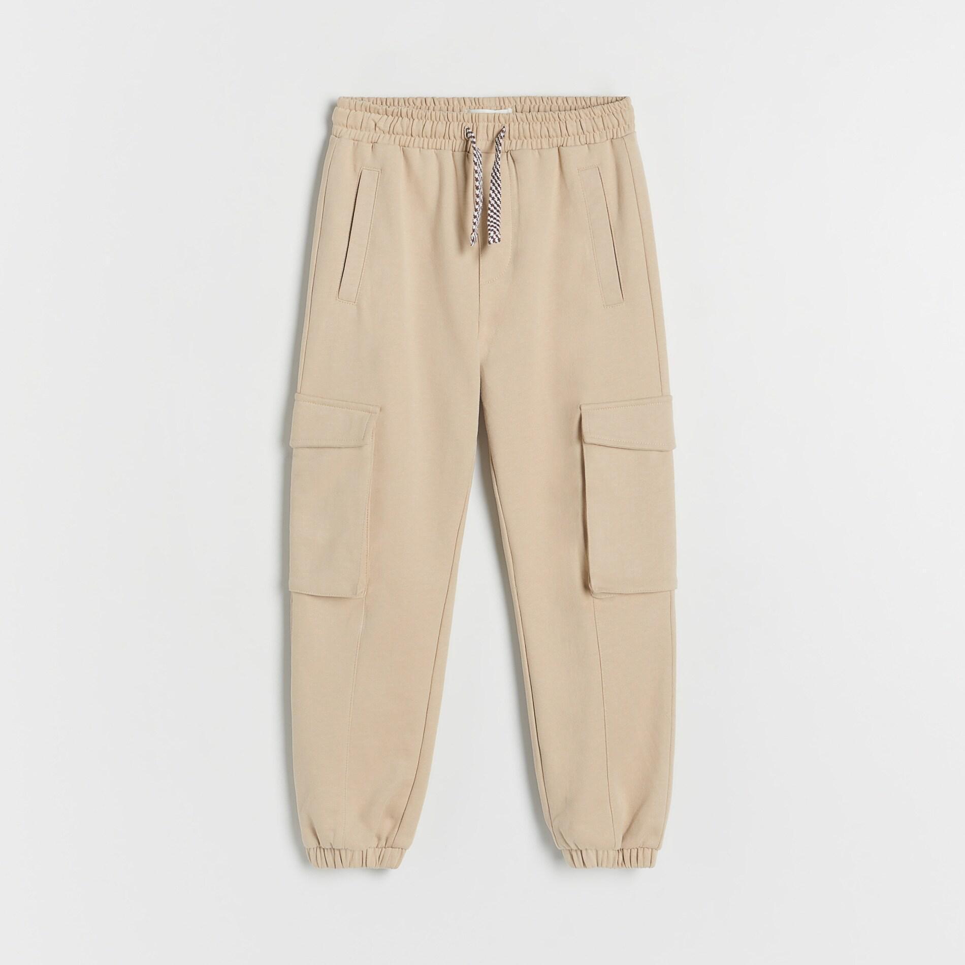 Beige Jersey Cargo Trousers, Kids Boys, , large image number 1