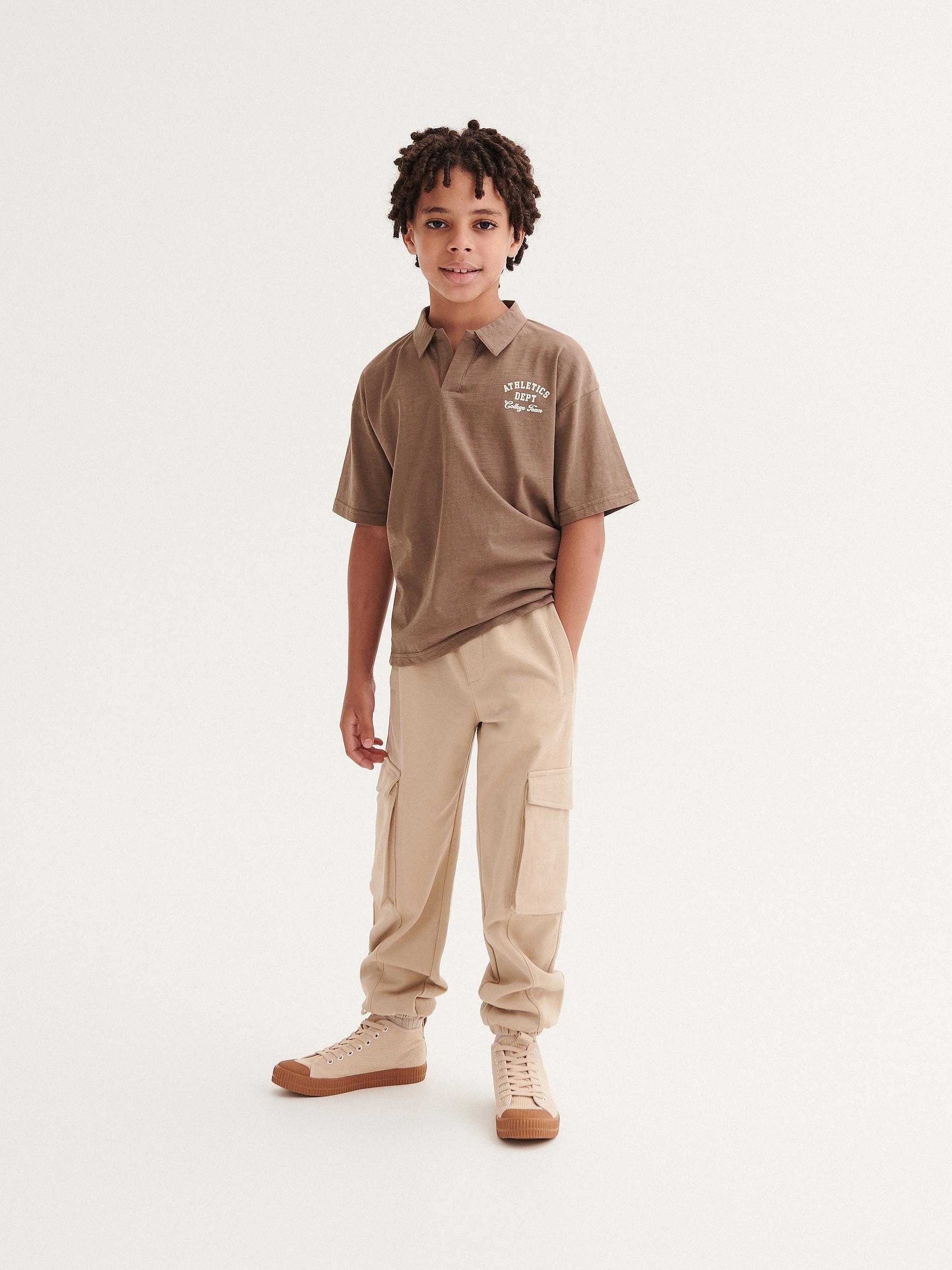 Beige Jersey Cargo Trousers, Kids Boys, , large image number 4