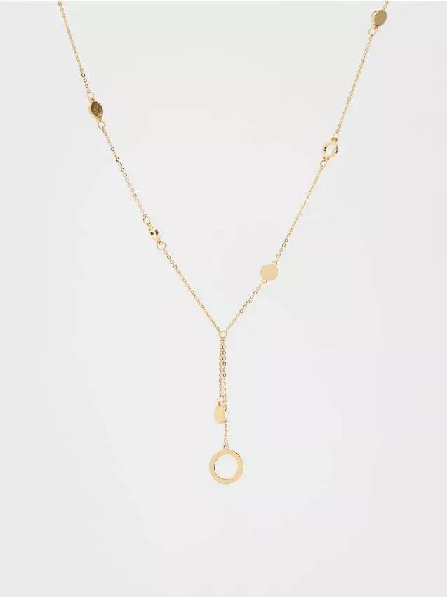 Gold Necklace With Pendant, Golden, large image number 0