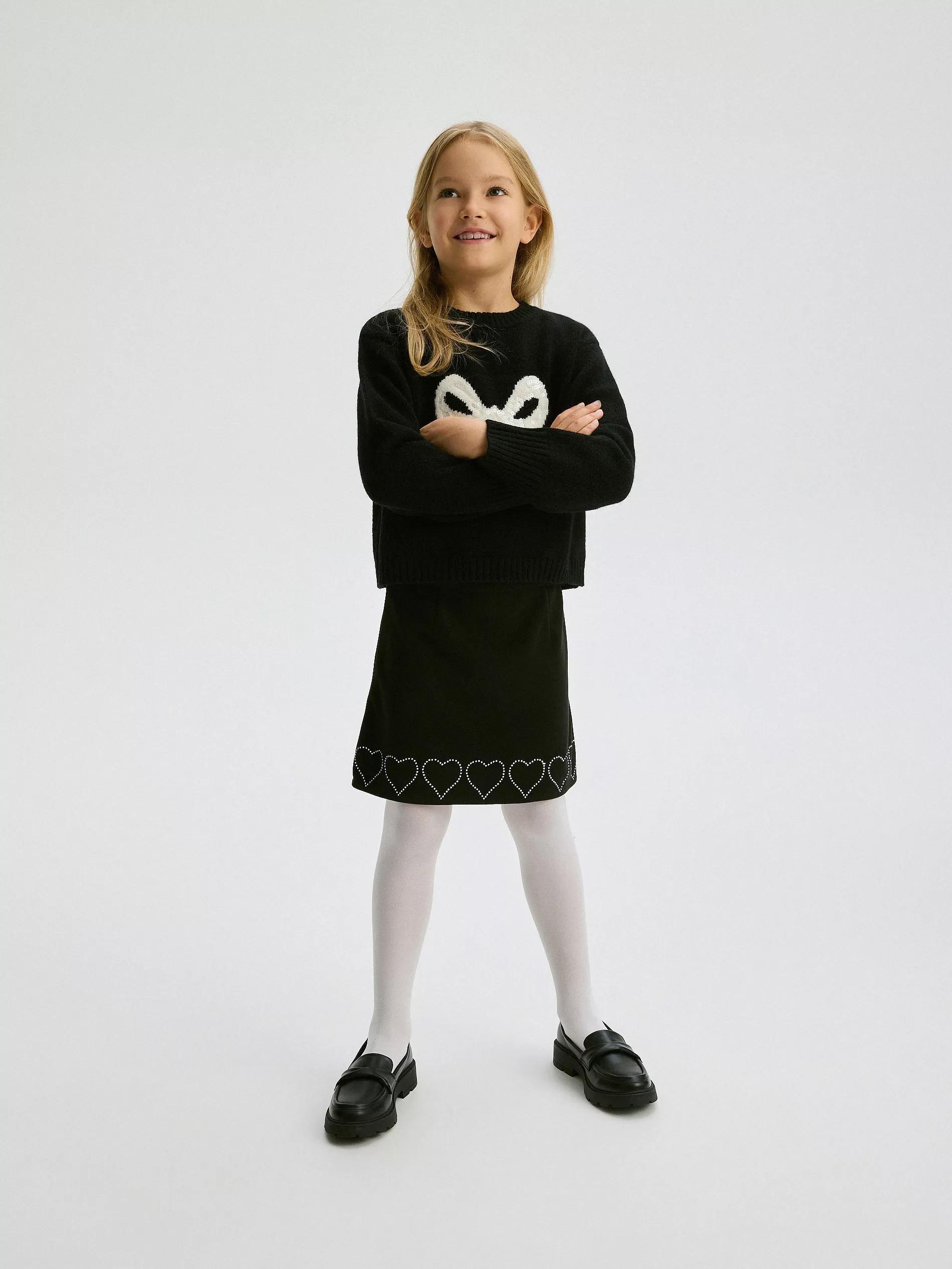 Black Skirt With Applique, Black, large image number 3