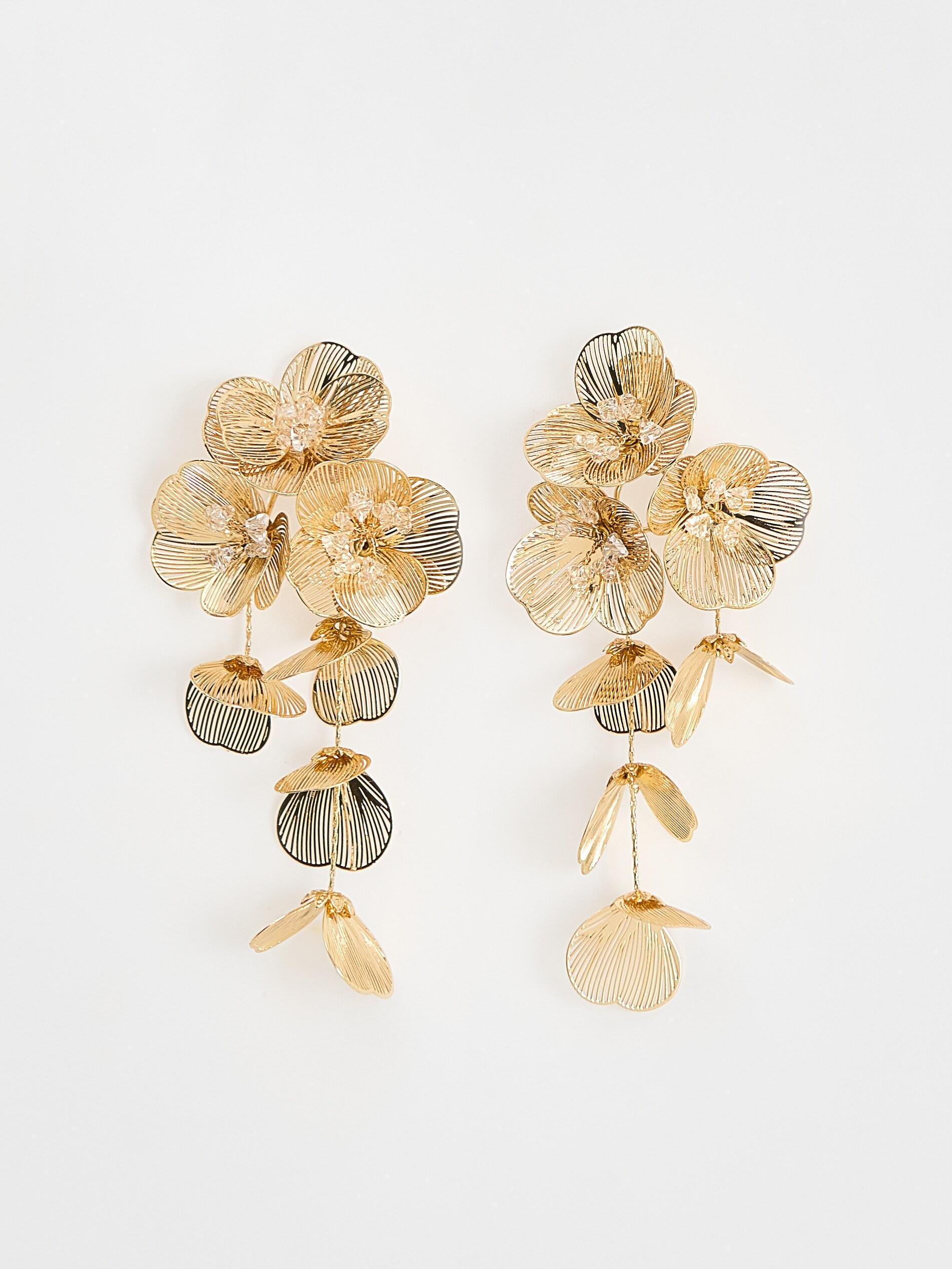Gold Chandelier Earrings, Golden, large image number 0