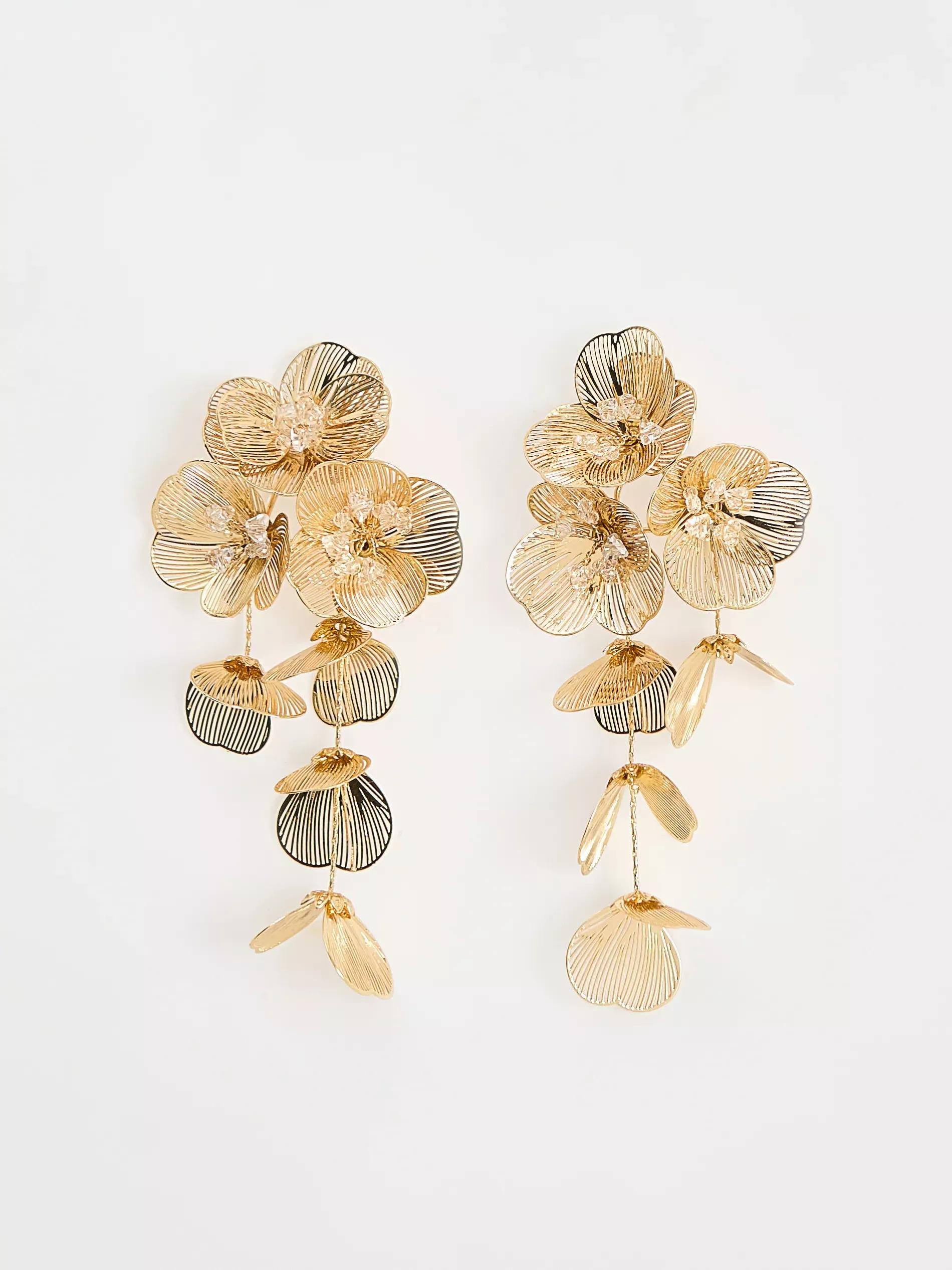 Gold Chandelier Earrings, Golden, medium