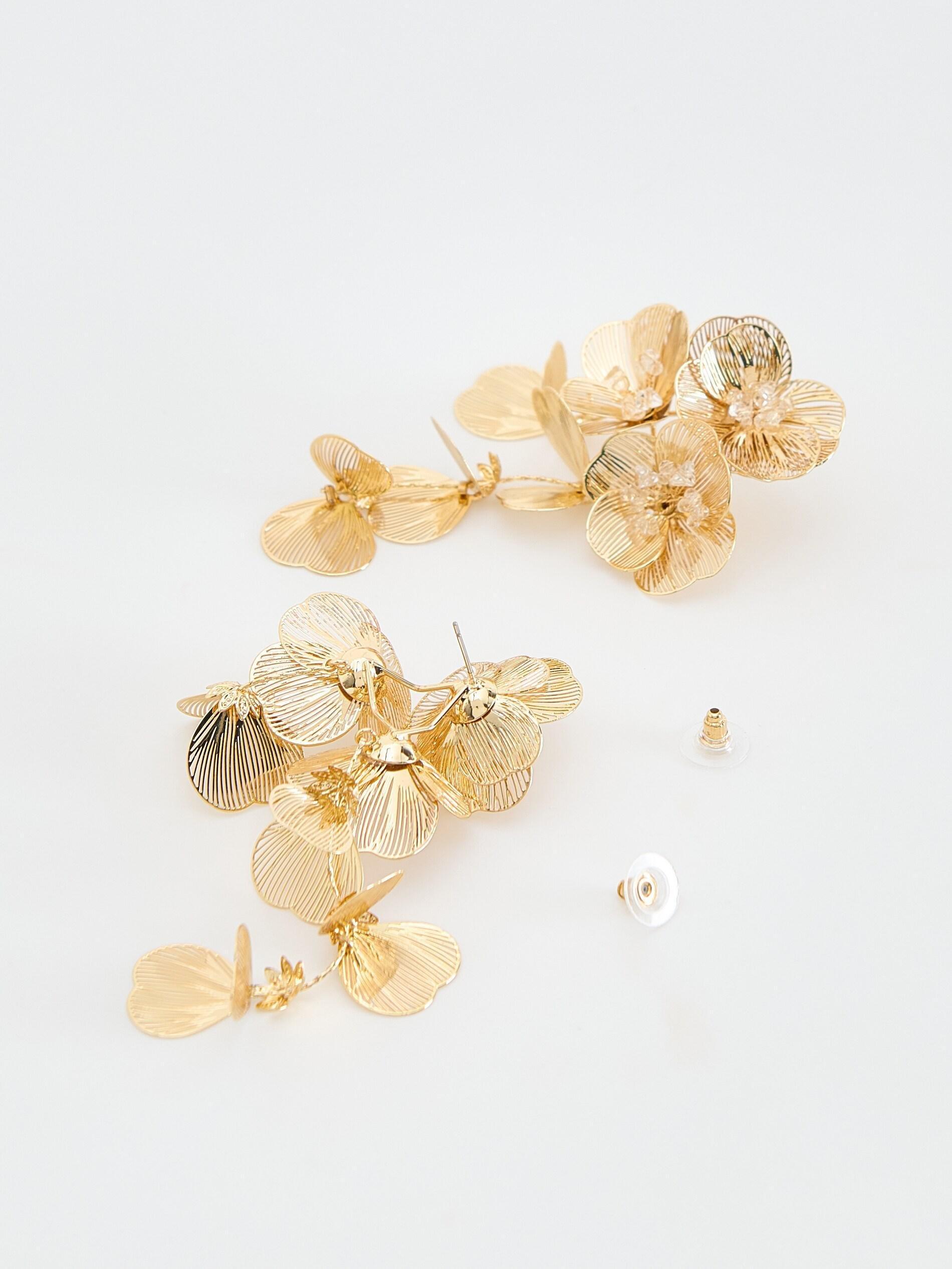 Gold Chandelier Earrings, Golden, large image number 1