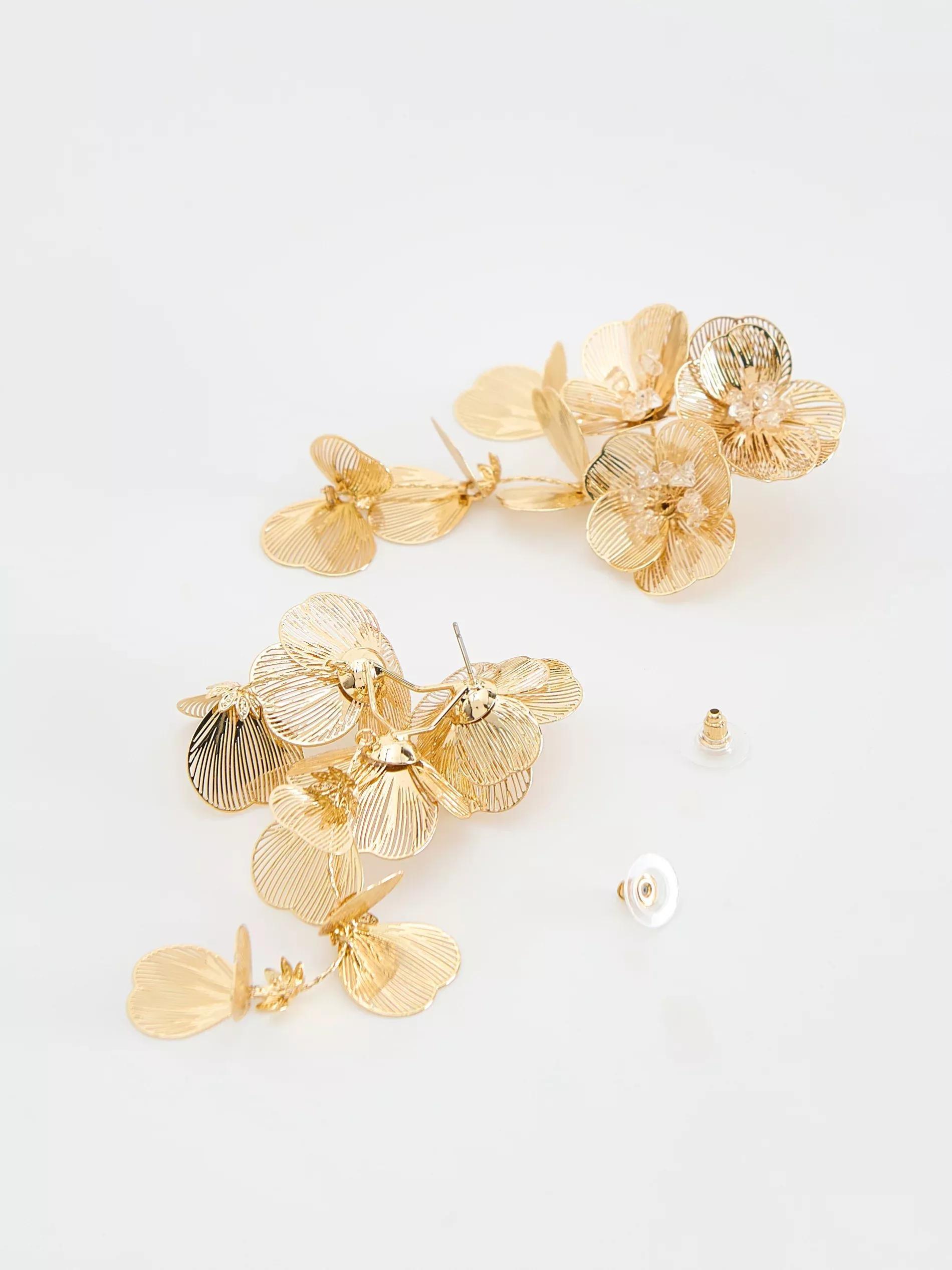 Gold Chandelier Earrings, Golden, large image number 1