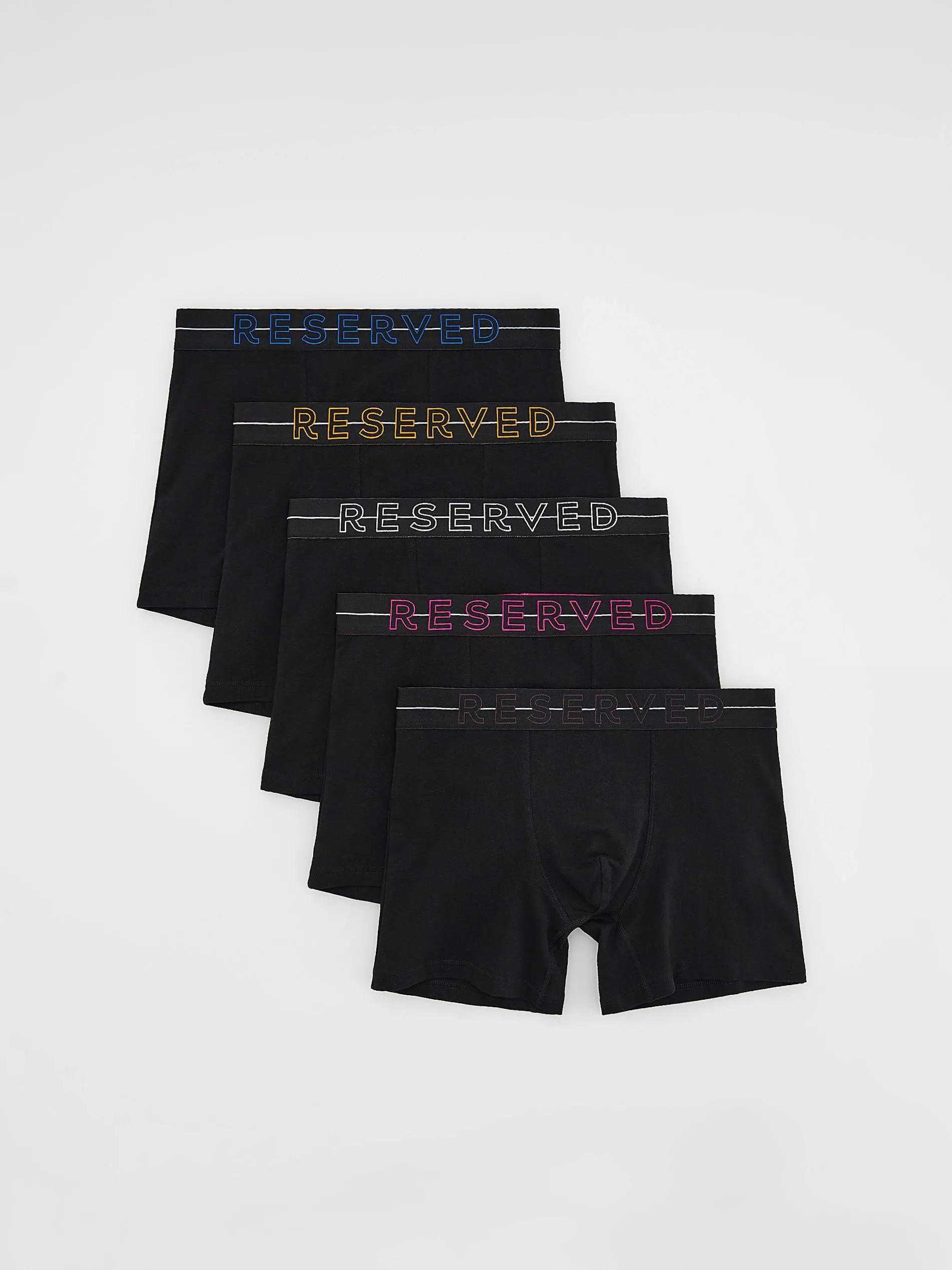 Black Long Boxers 5 Pack, Black, medium