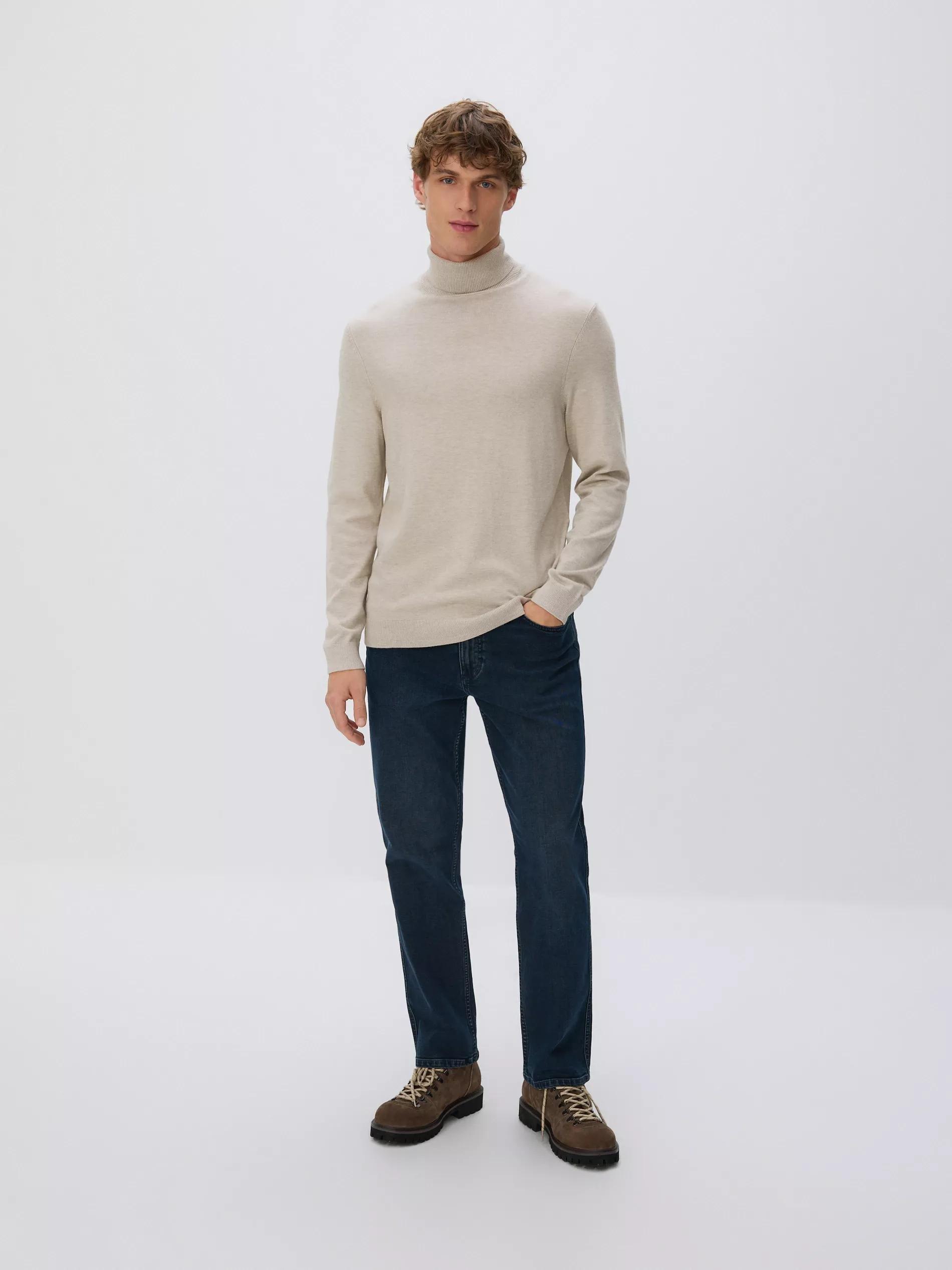 Beige Viscose Rich Turtleneck, Beige, large image number 1