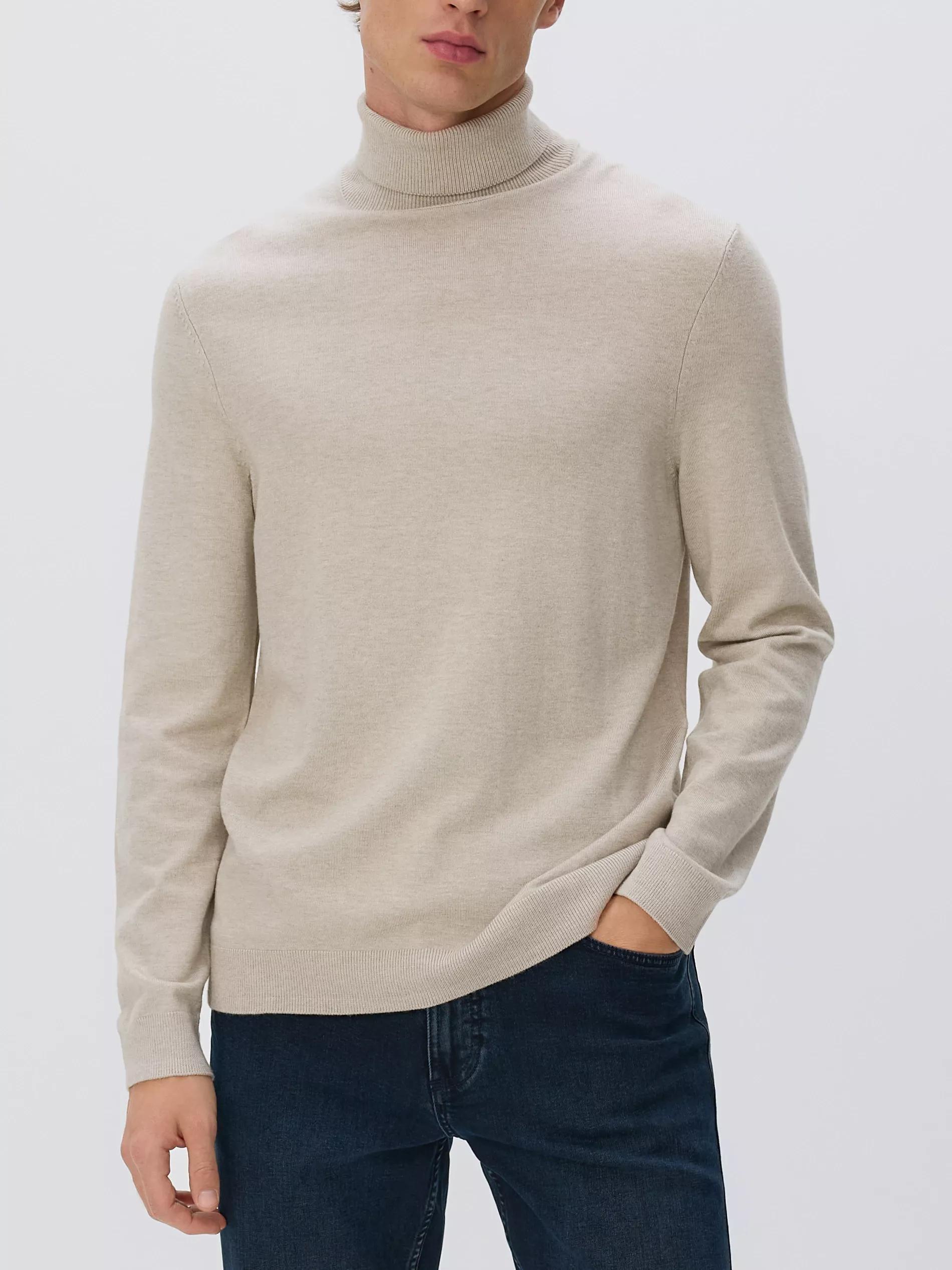 Beige Viscose Rich Turtleneck, Beige, large image number 3