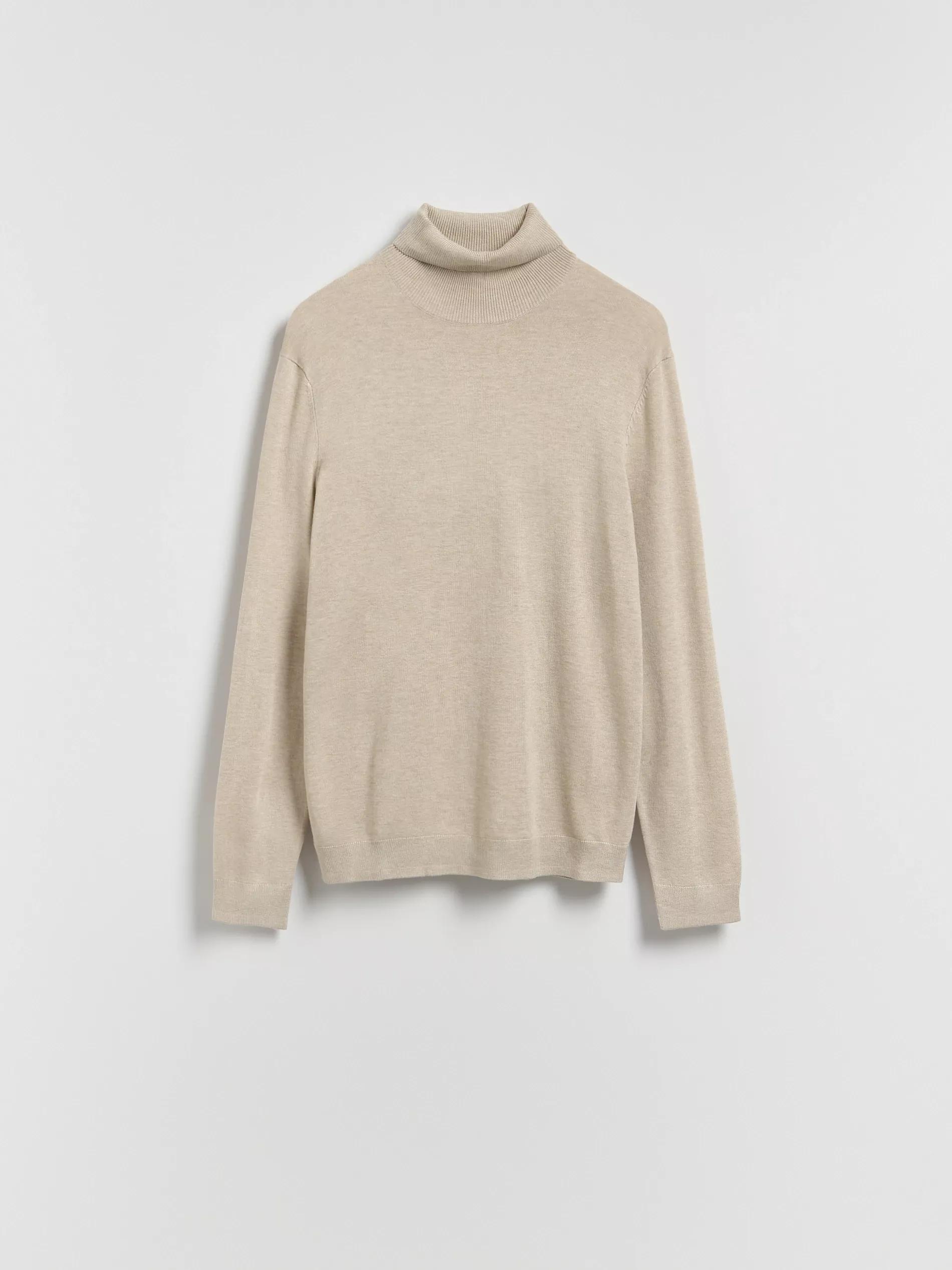 Beige Viscose Rich Turtleneck, Beige, large image number 4