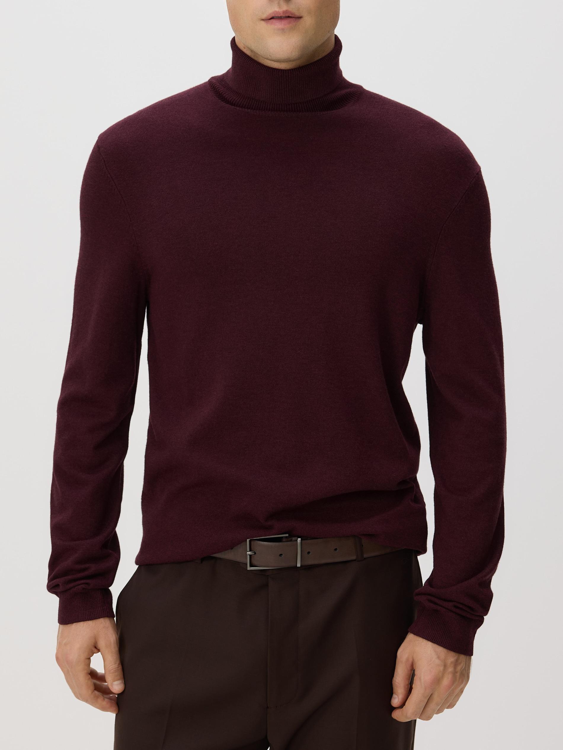 Burgundy Viscose Rich Turtleneck, Burgundy, medium