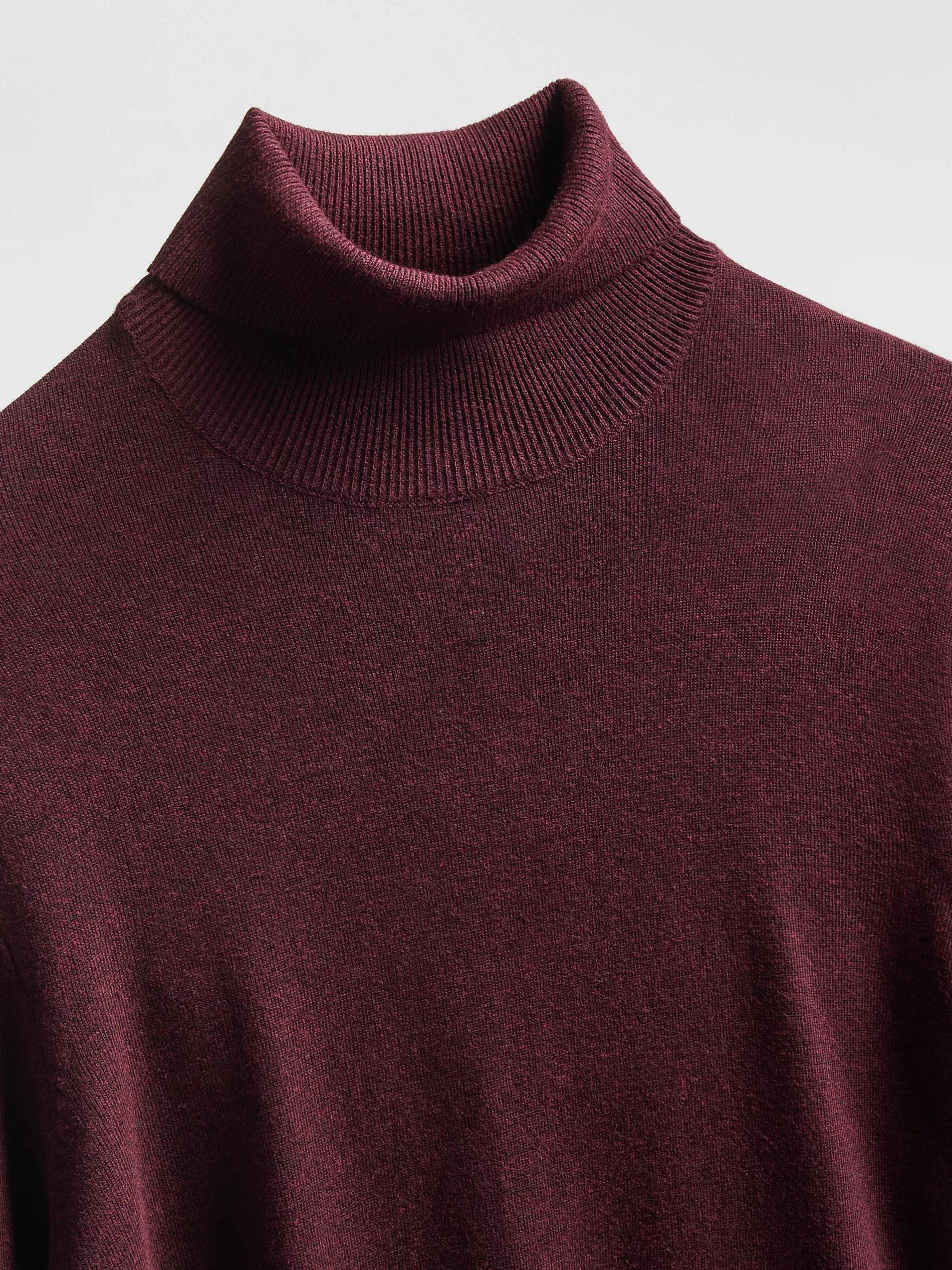 Burgundy Viscose Rich Turtleneck, Burgundy, medium