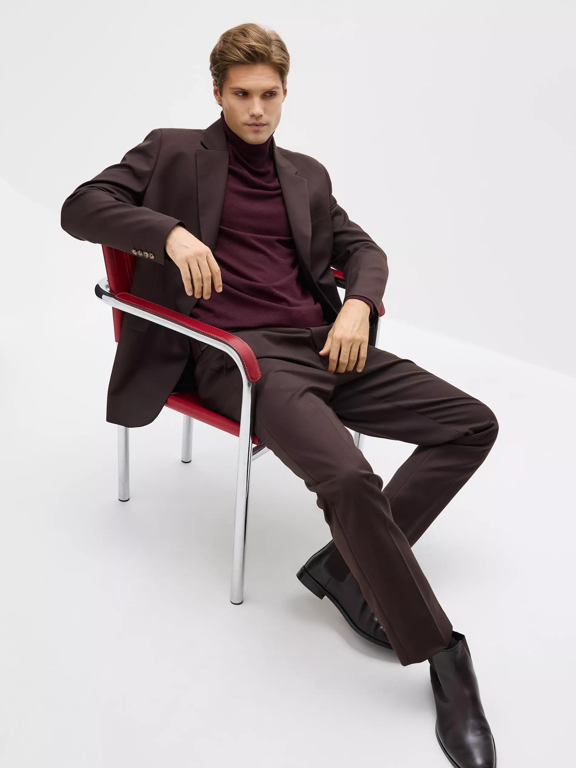 Burgundy Viscose Rich Turtleneck, Burgundy, medium