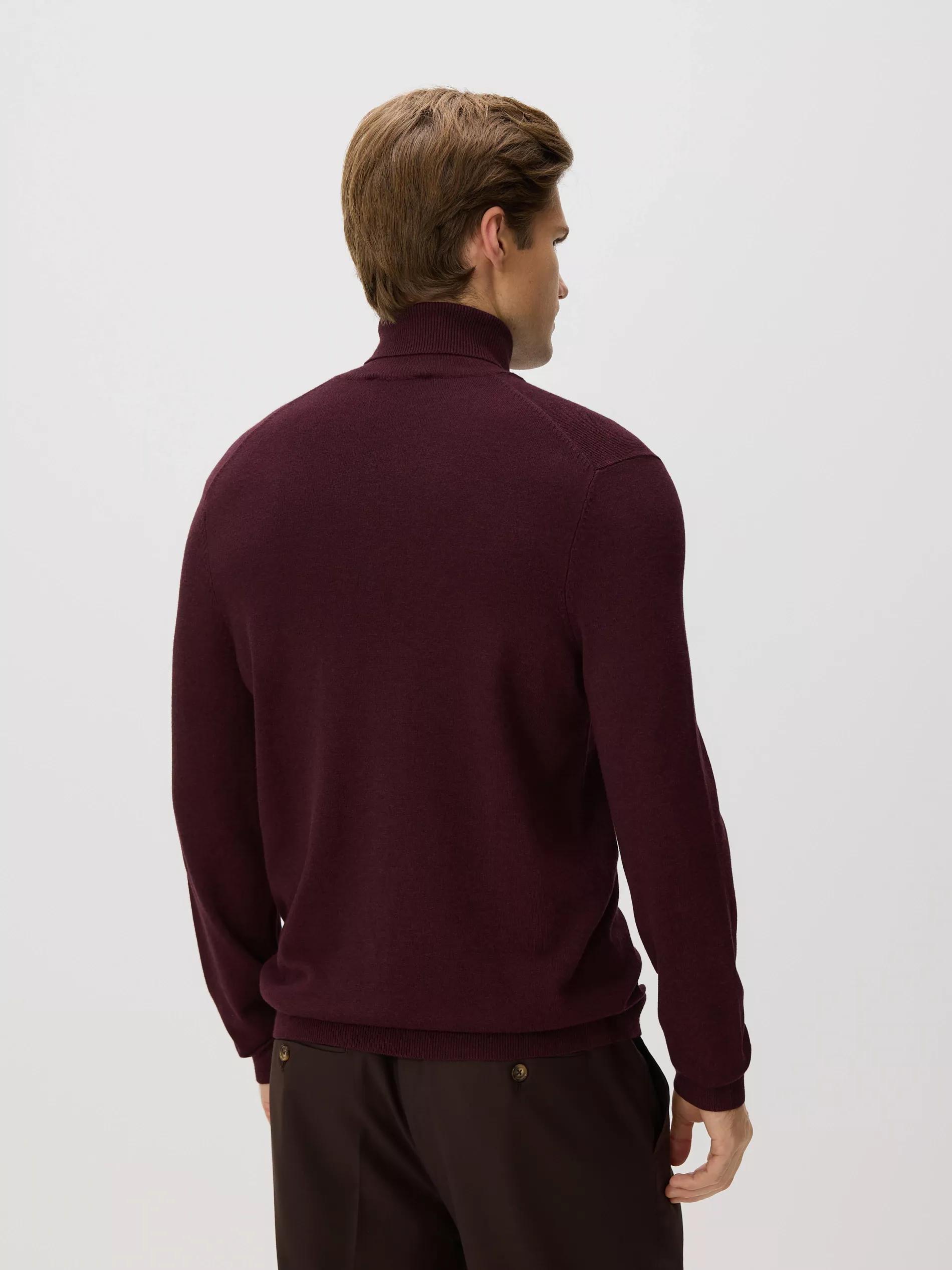 Burgundy Viscose Rich Turtleneck, Burgundy, large image number 3