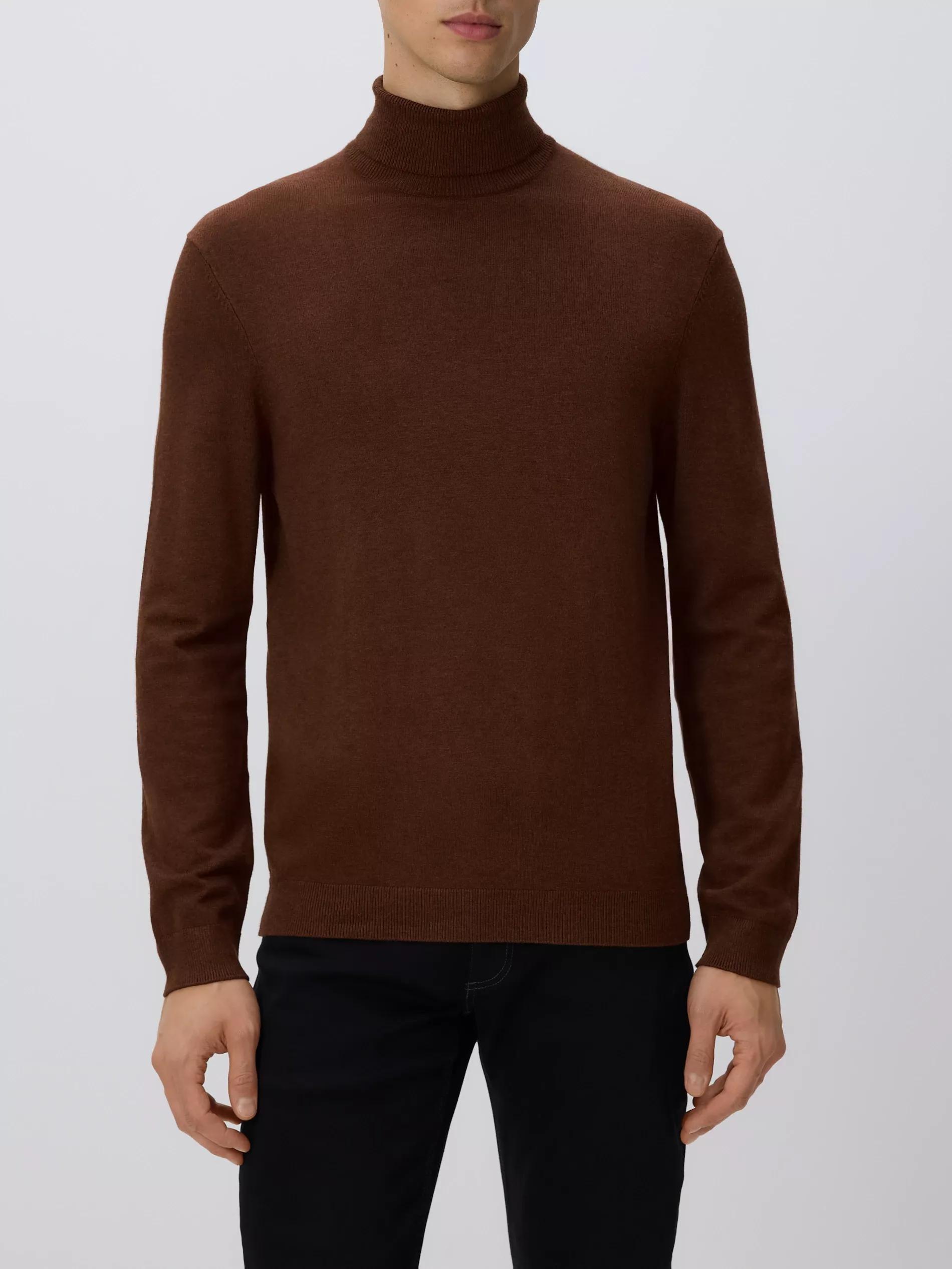 Brown Viscose Rich Turtleneck, Burgundy, large image number 1