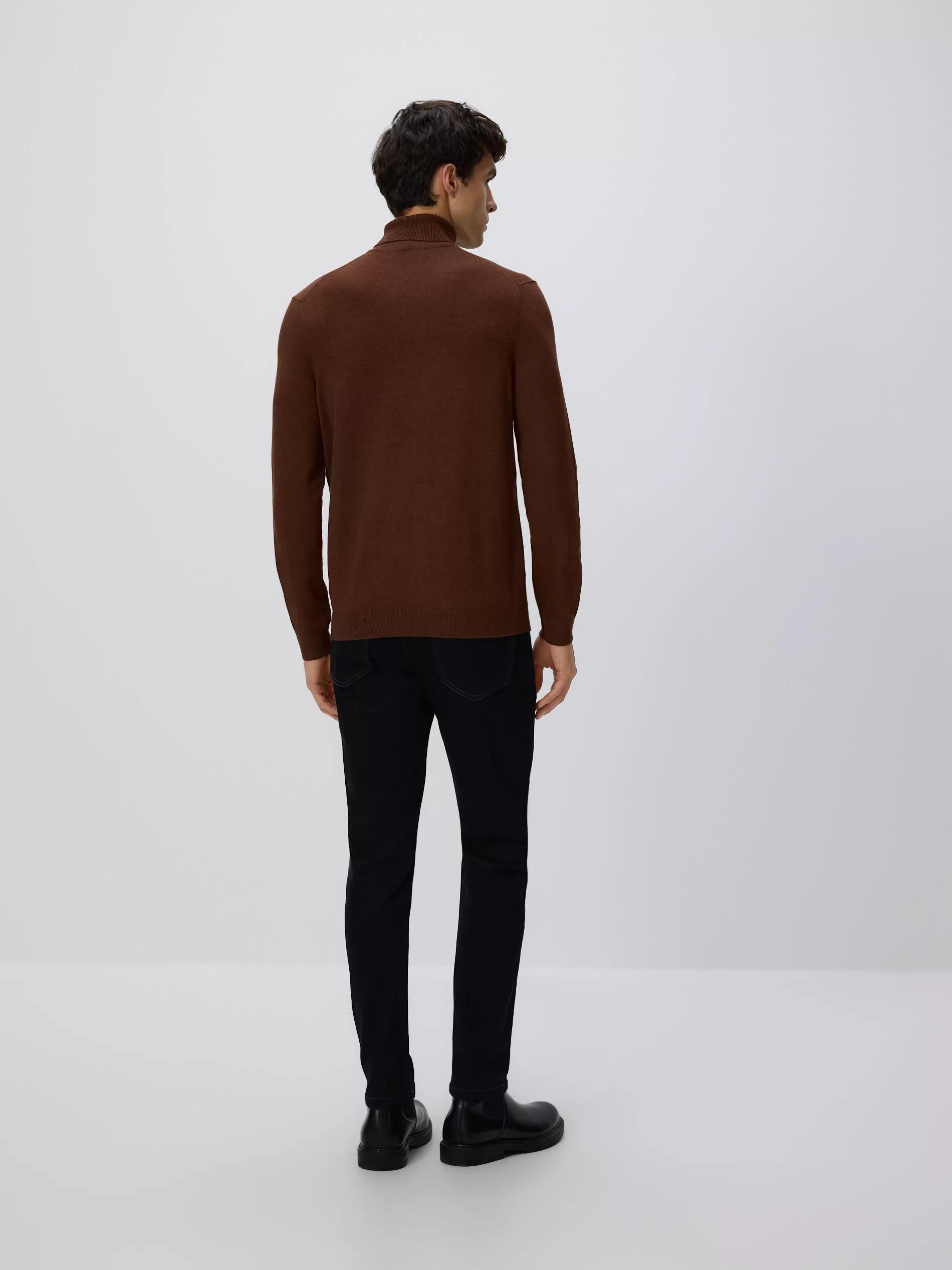 Brown Viscose Rich Turtleneck, Burgundy, large image number 3