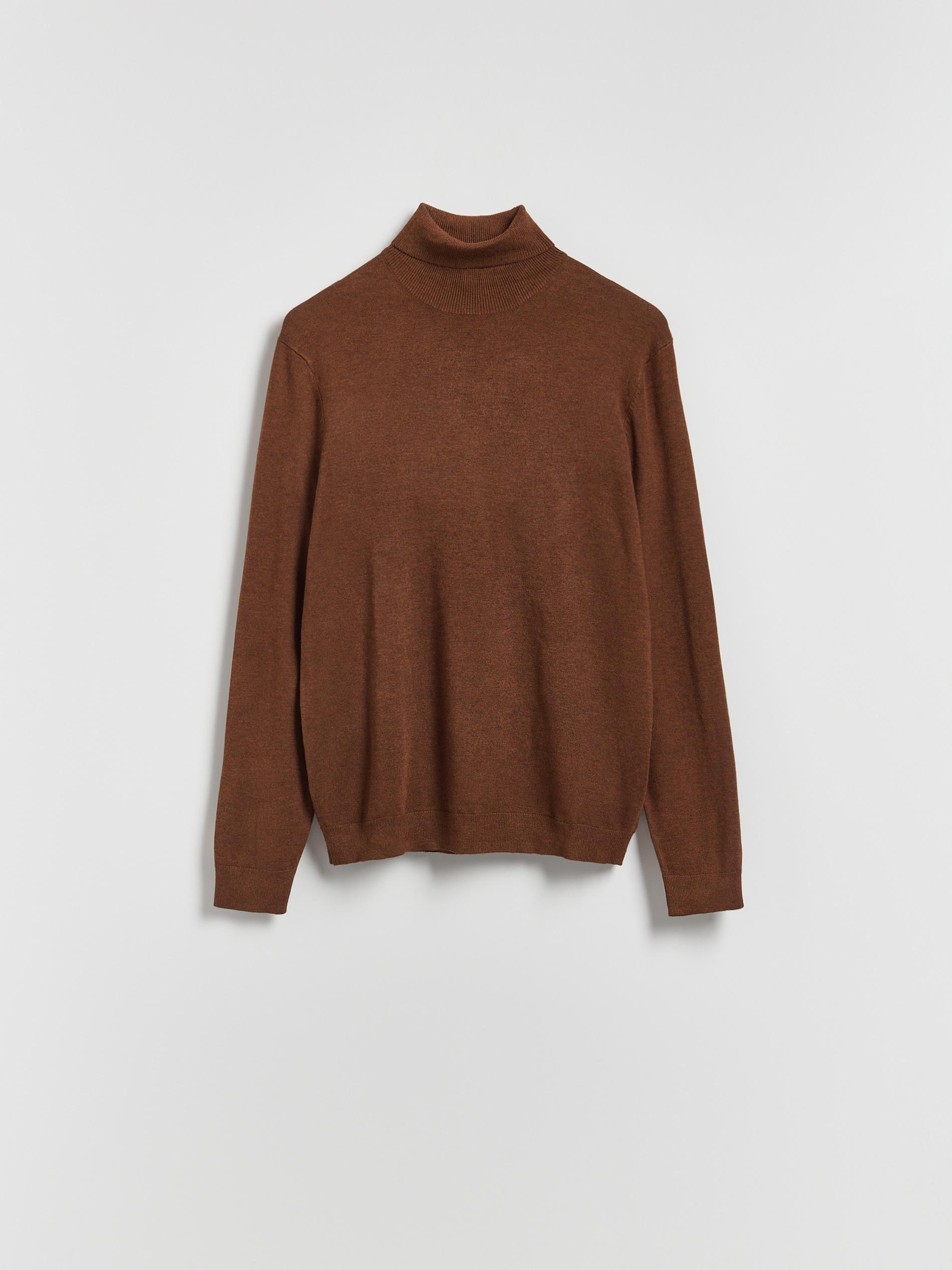Brown Viscose Rich Turtleneck, Burgundy, large image number 4