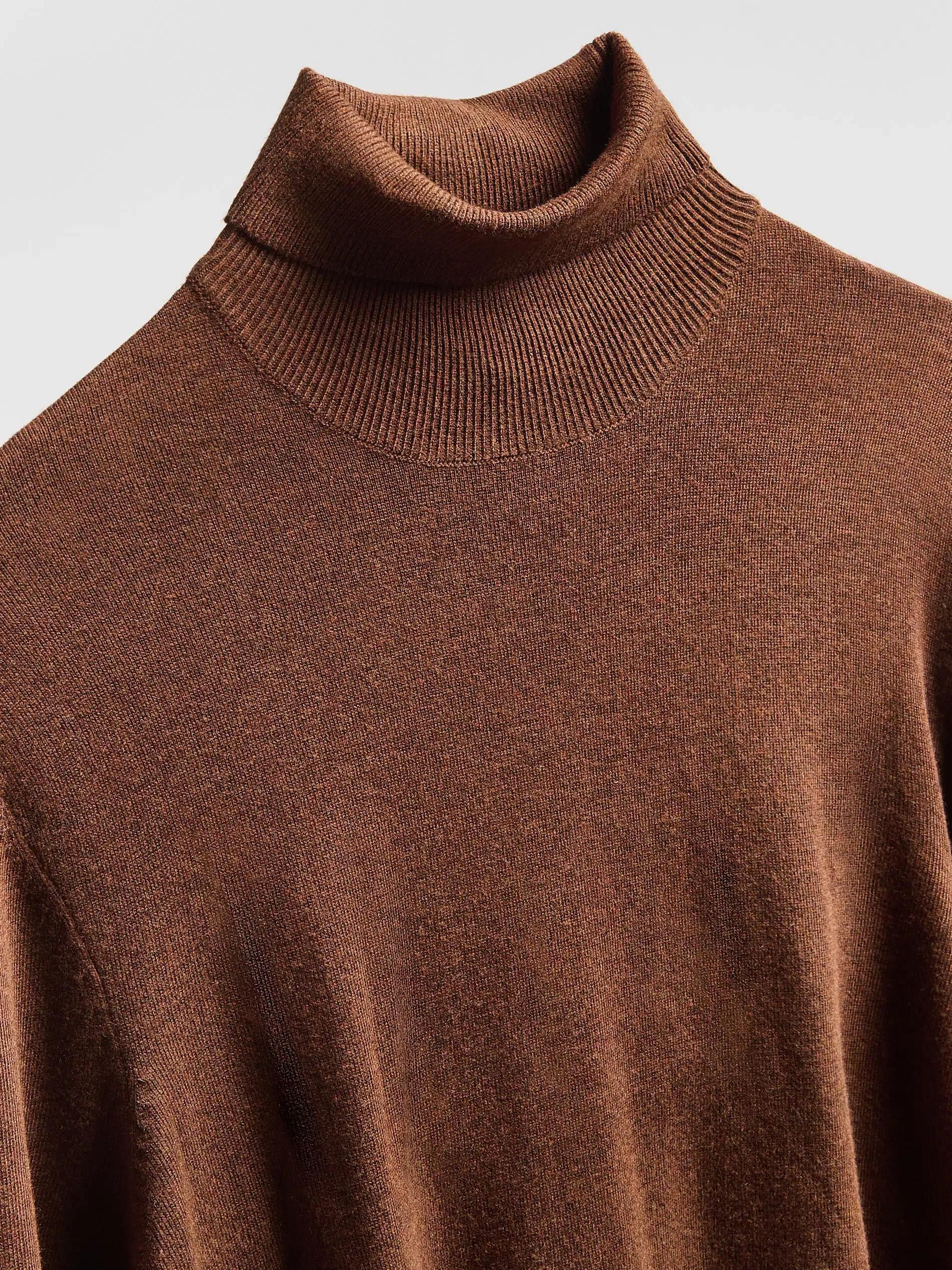 Brown Viscose Rich Turtleneck, Burgundy, large image number 5